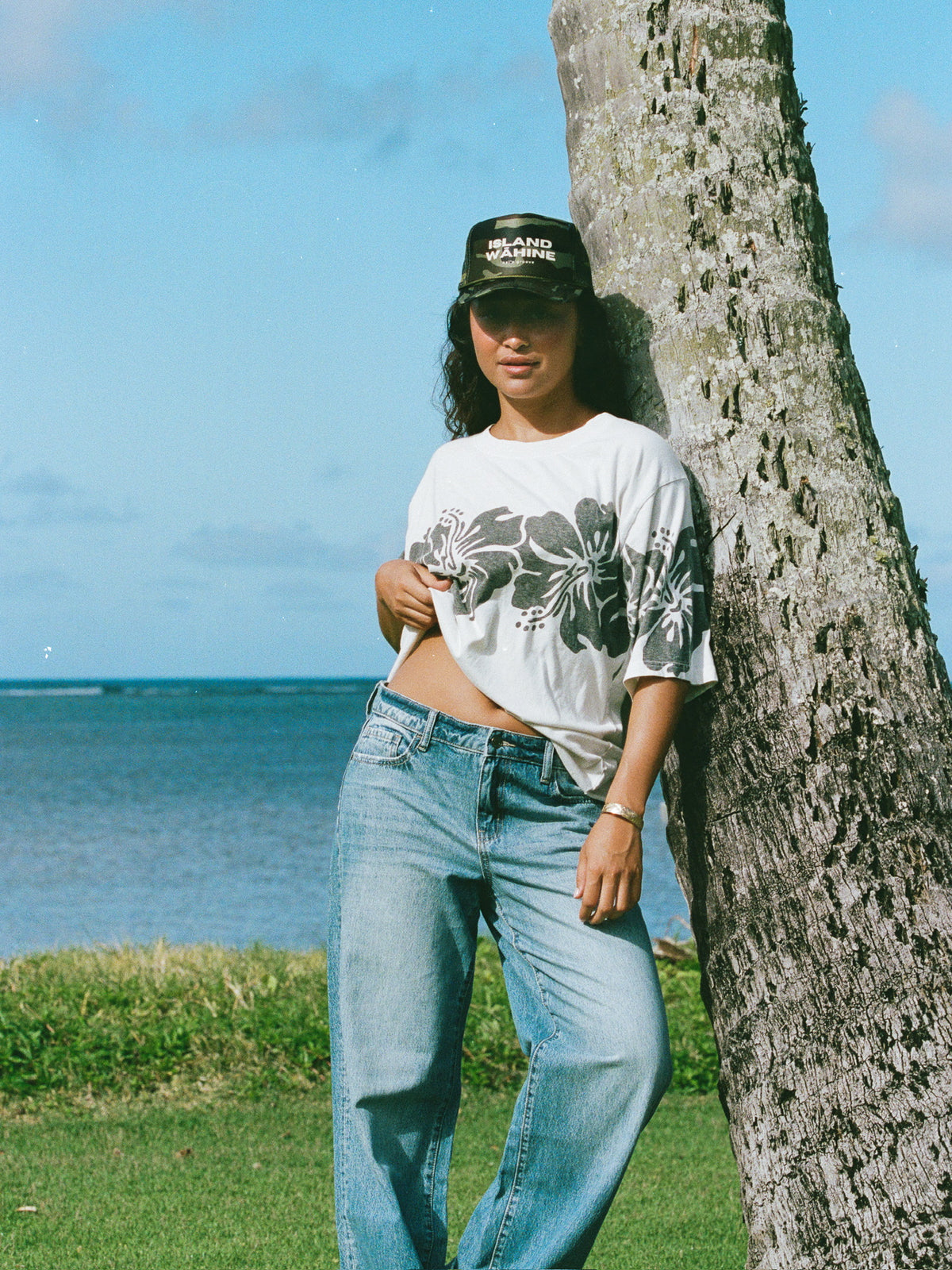 island wāhine - full camo trucker hat