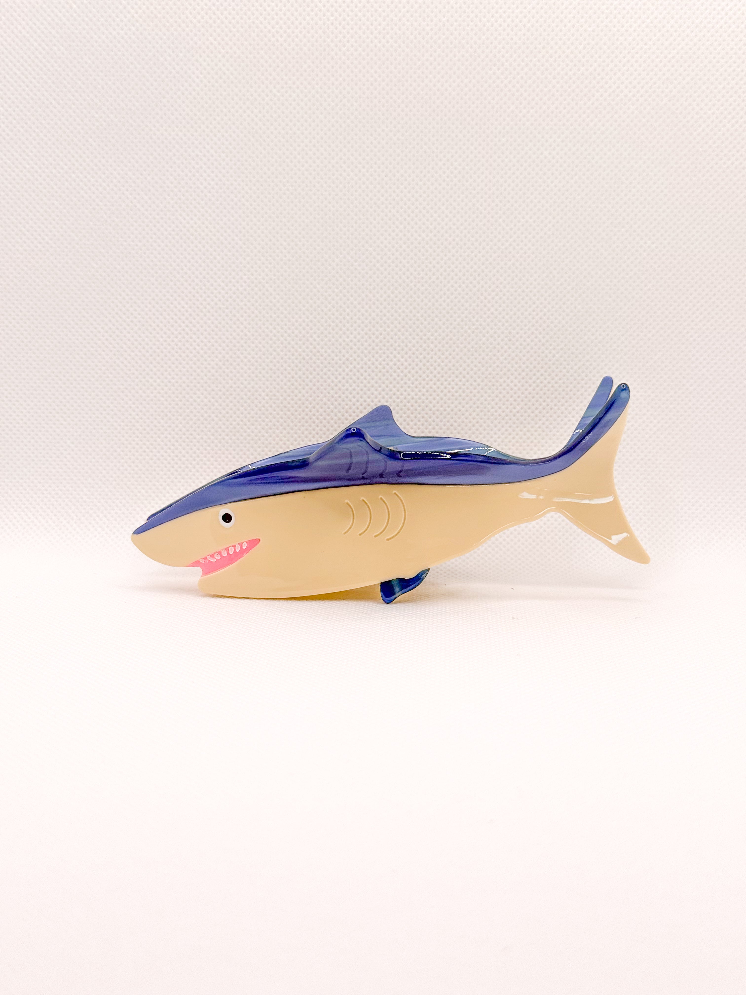 blue shark hair clip