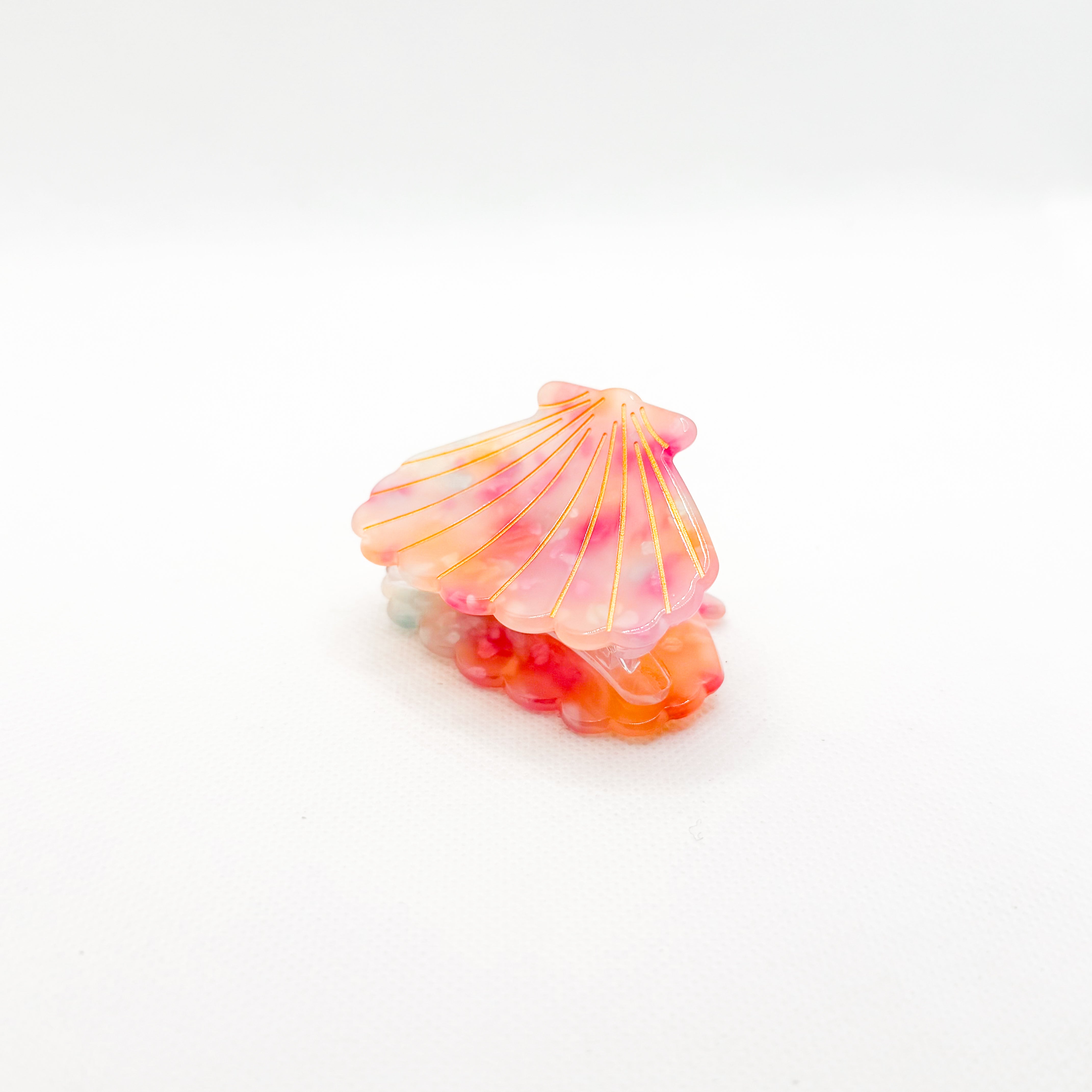 midi wide pink shell hair clip