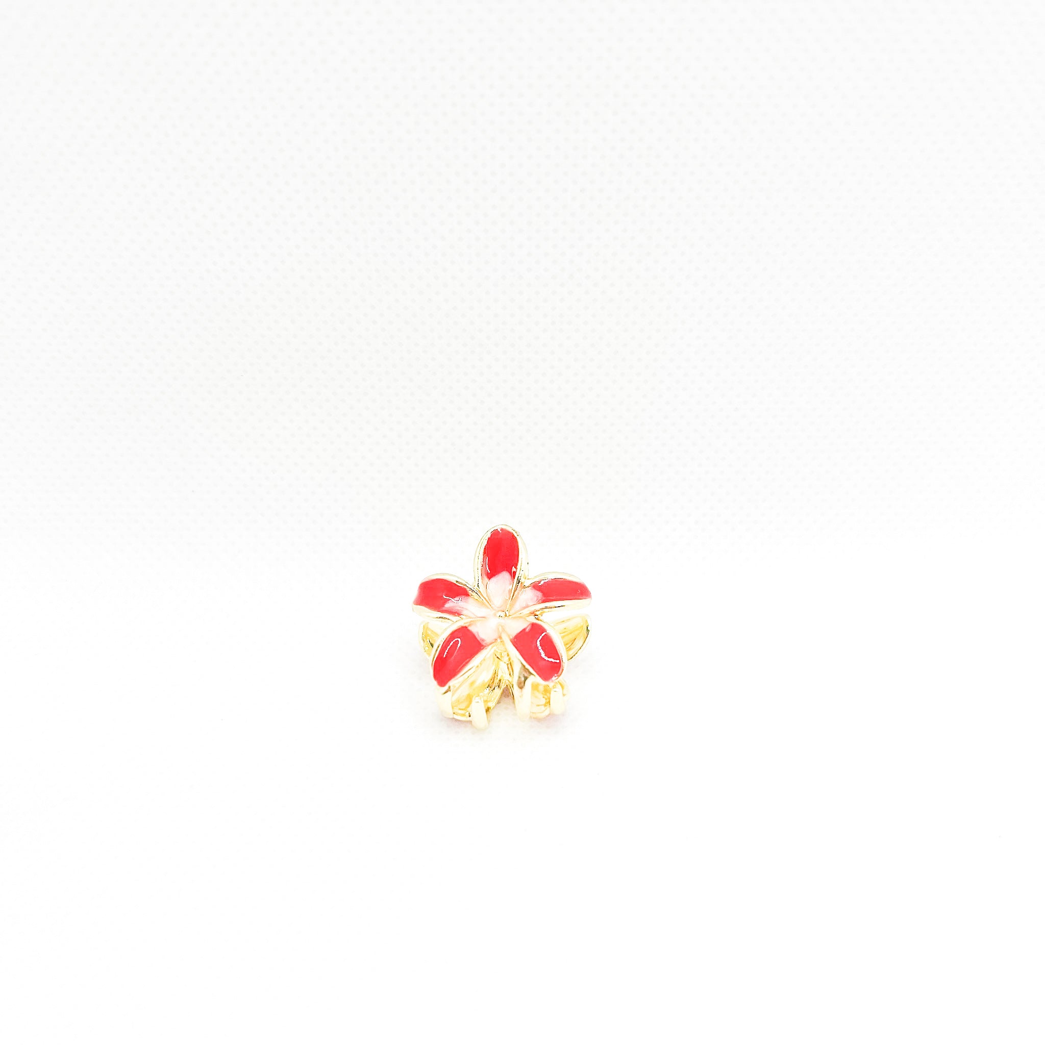 mini metal red plumeria hair clip