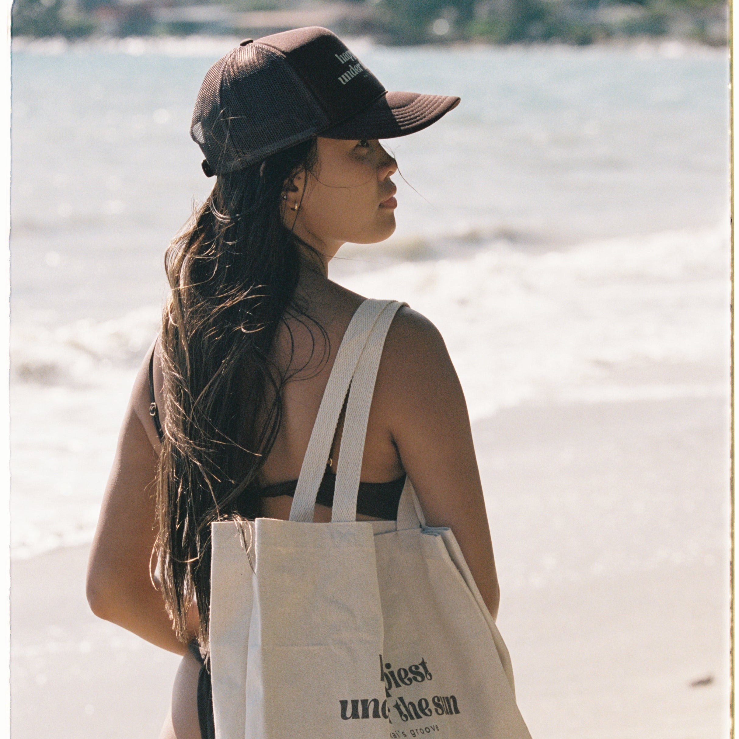 happiest under the sun - brown trucker hat