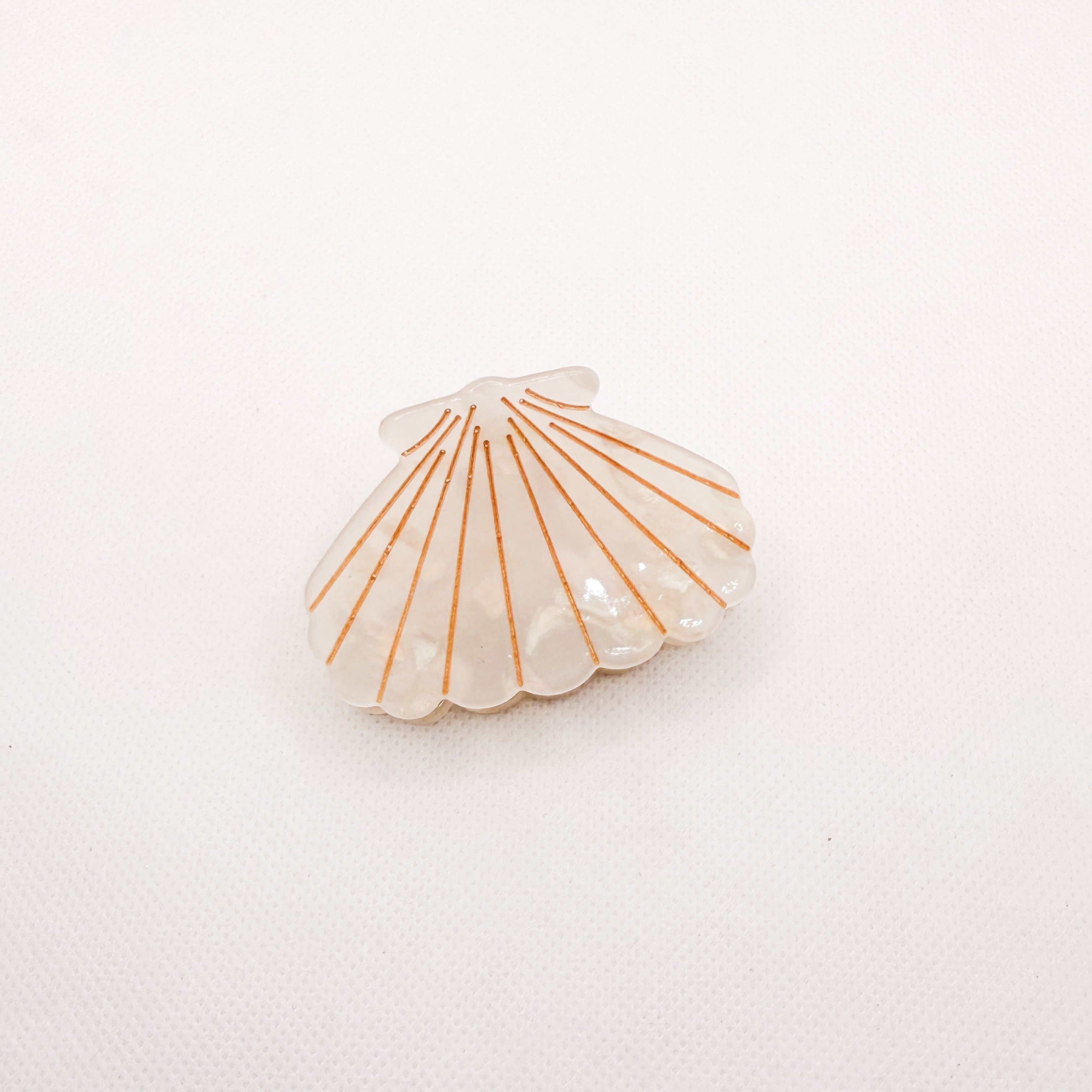 midi wide white shell hair clip