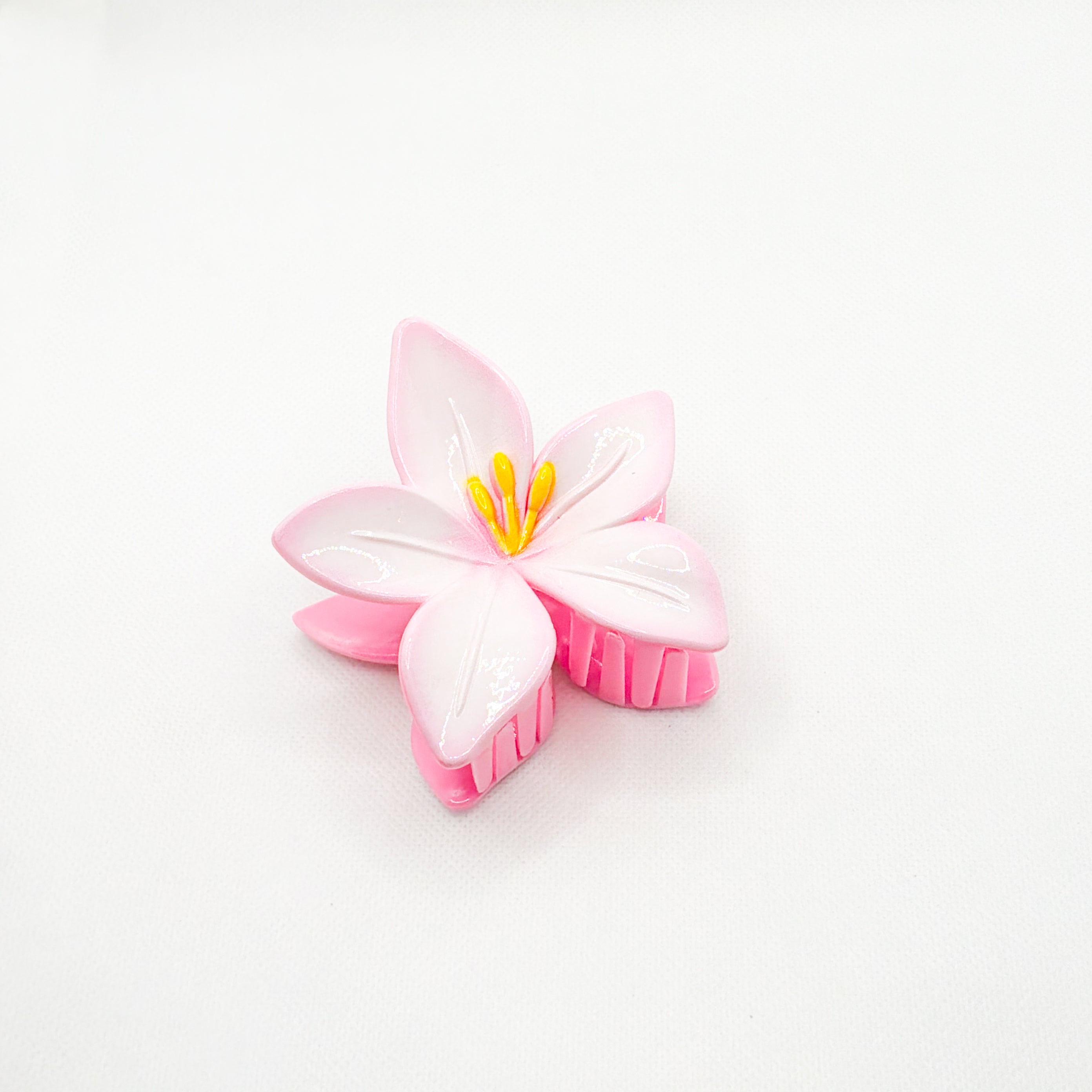 pink lily flower hair clip