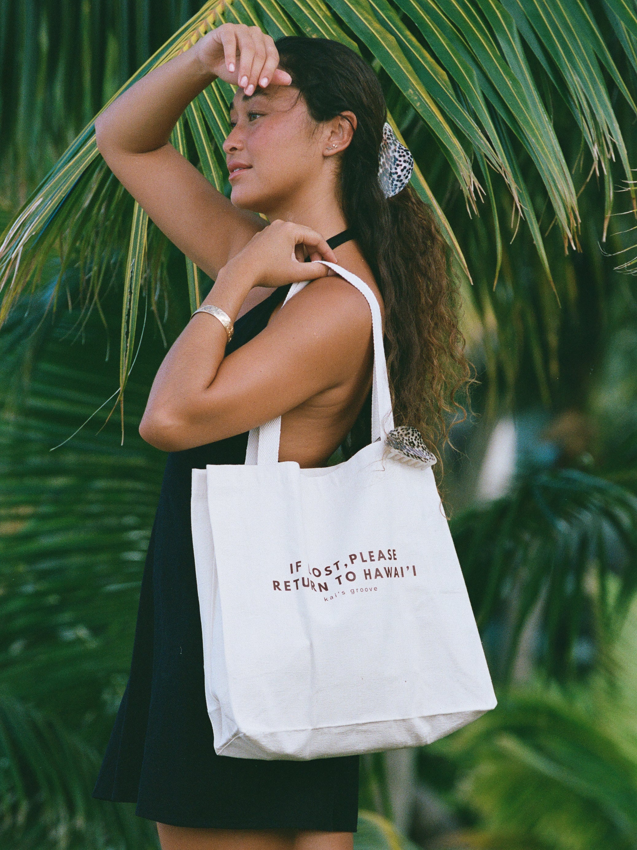 if lost, please return to hawaii - natural canvas tote bag