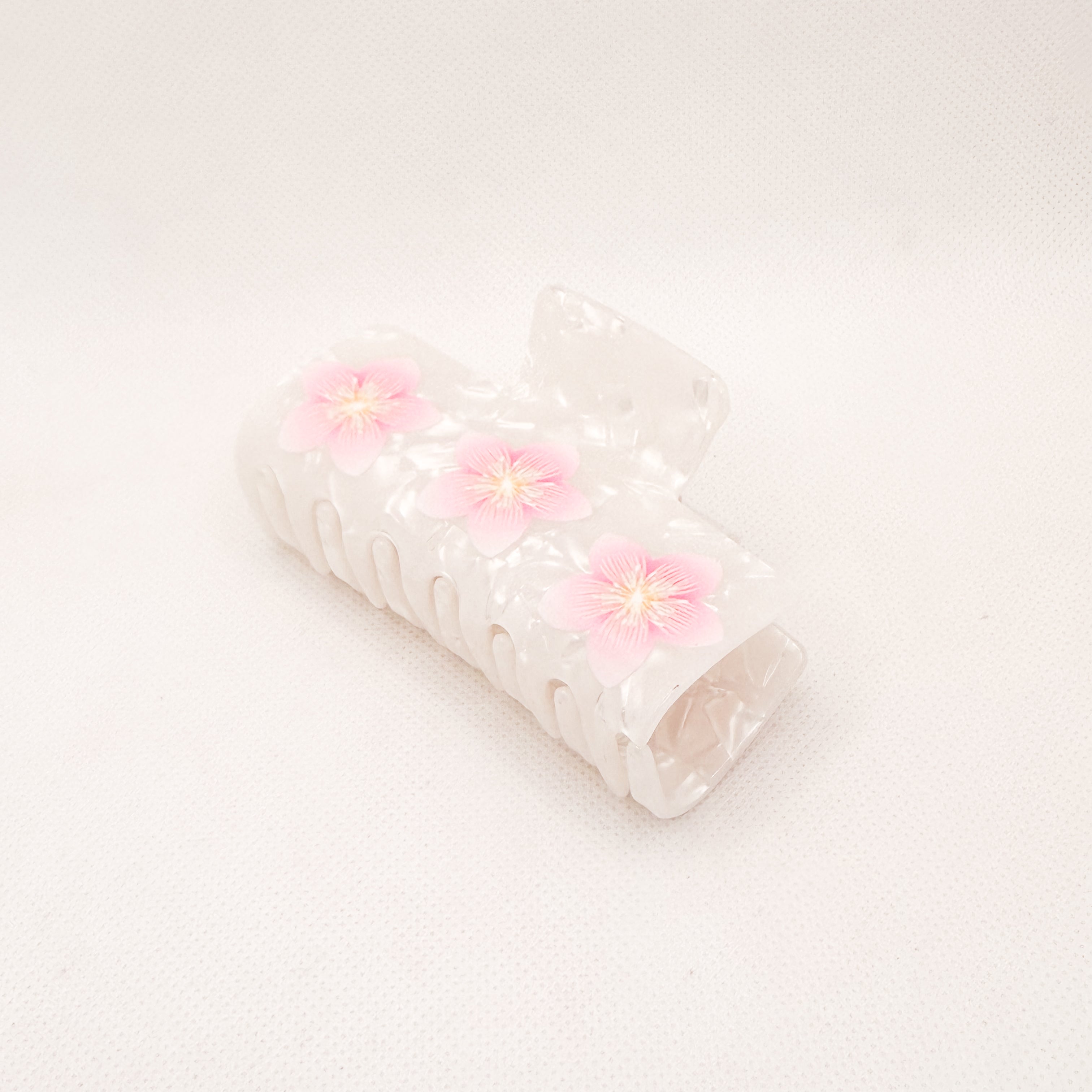 pink flower trio hair claw