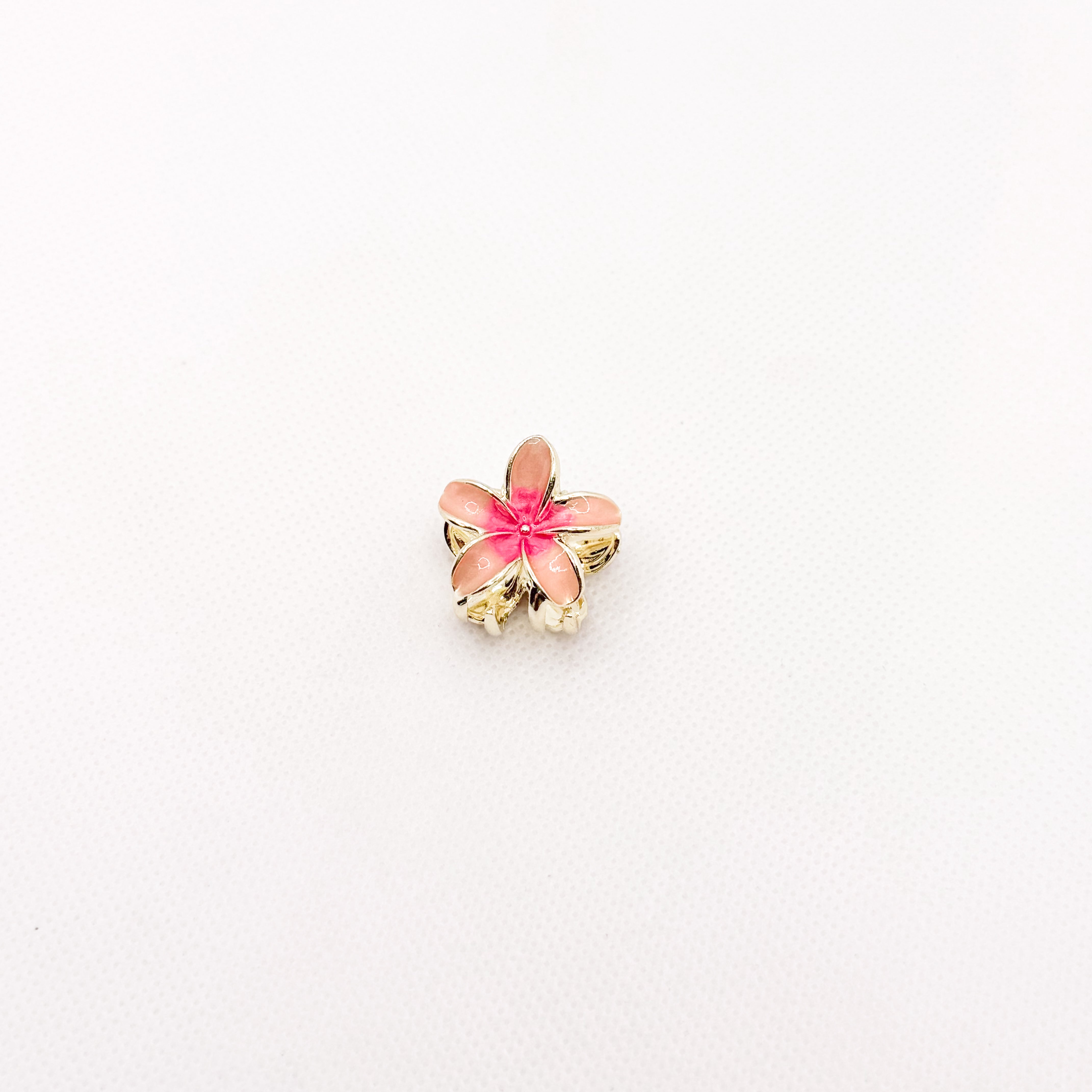 mini metal pink plumeria hair clip