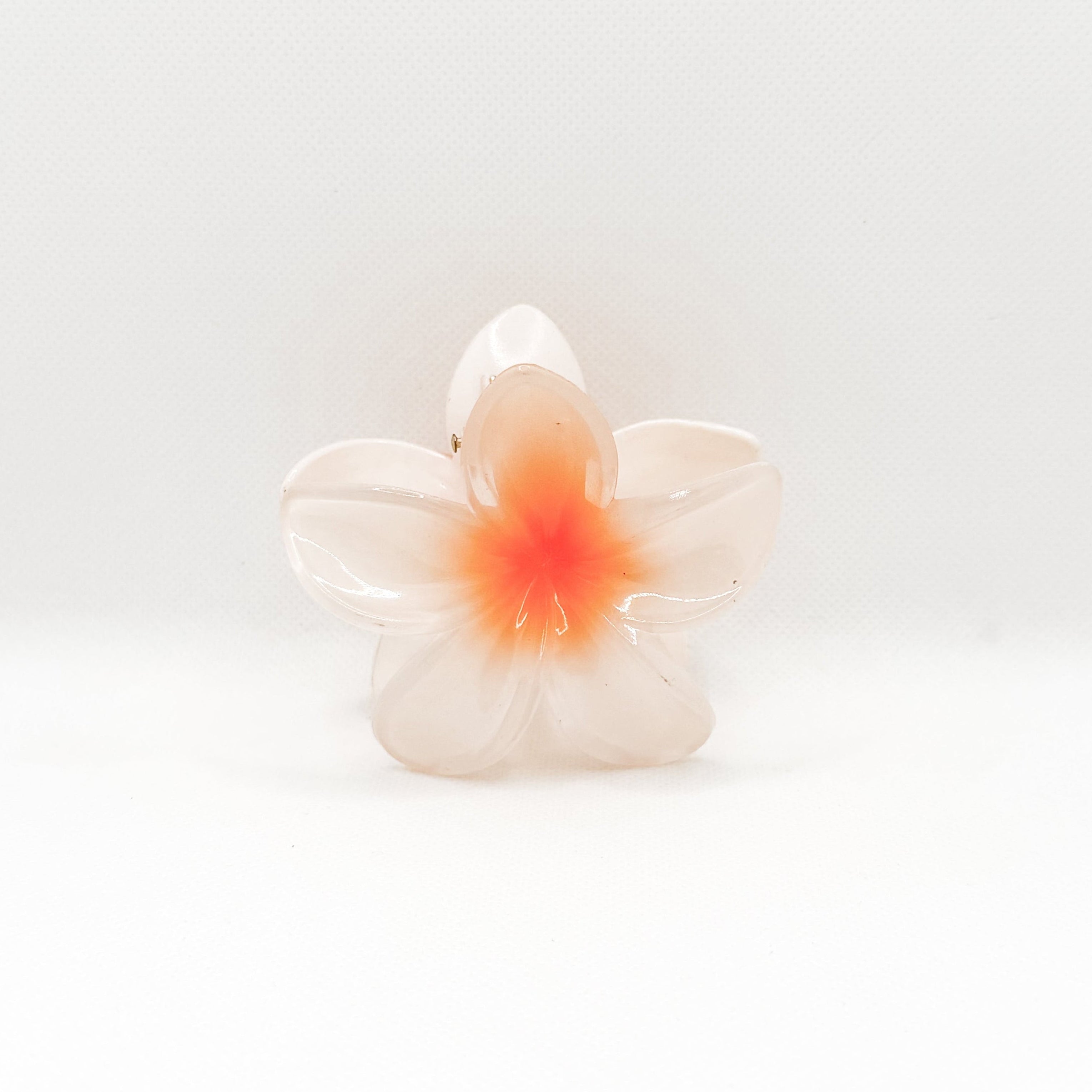 white & orange plumeria hair clip