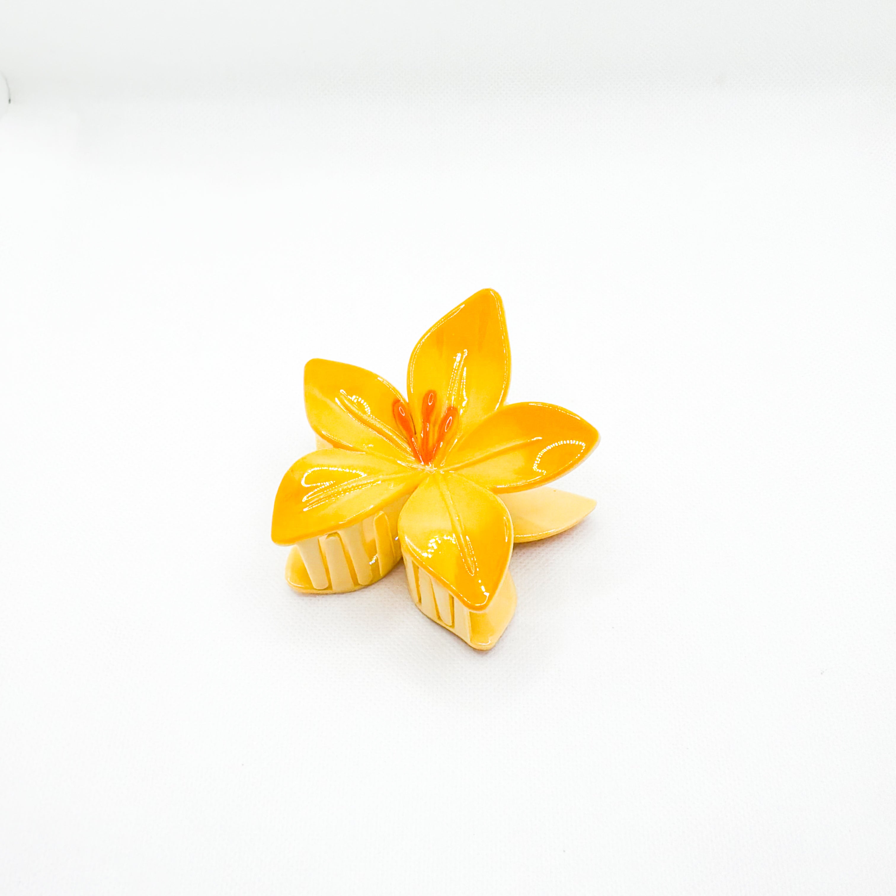 yellow lily flower hair clip