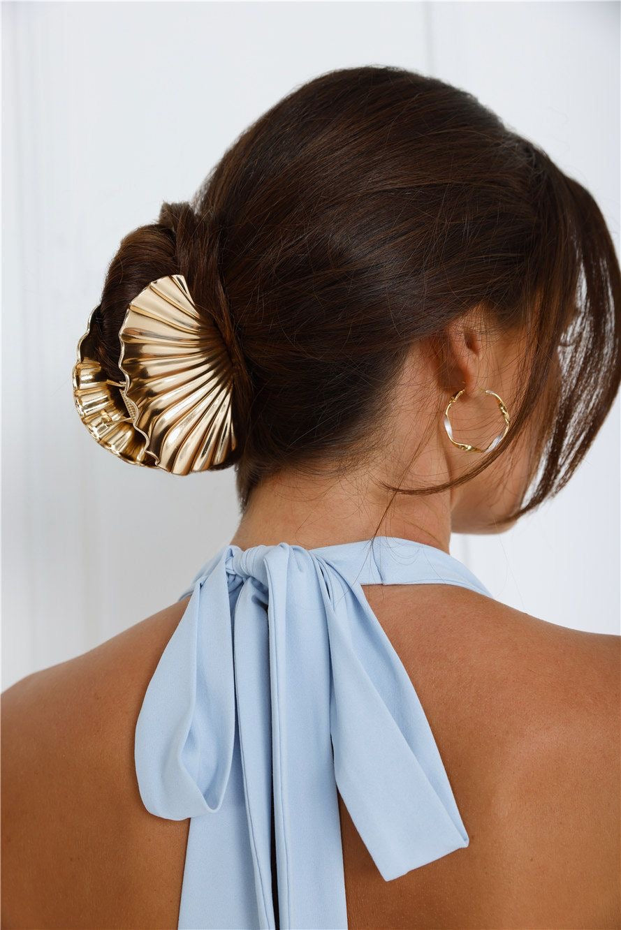 jumbo gold shell hair clip