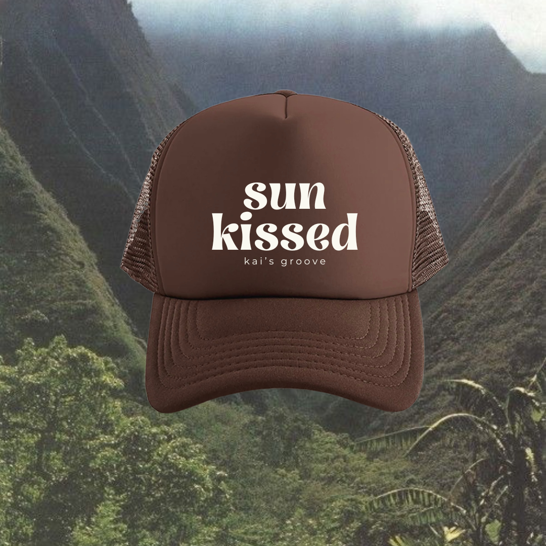 SUN KISSED brown trucker hat