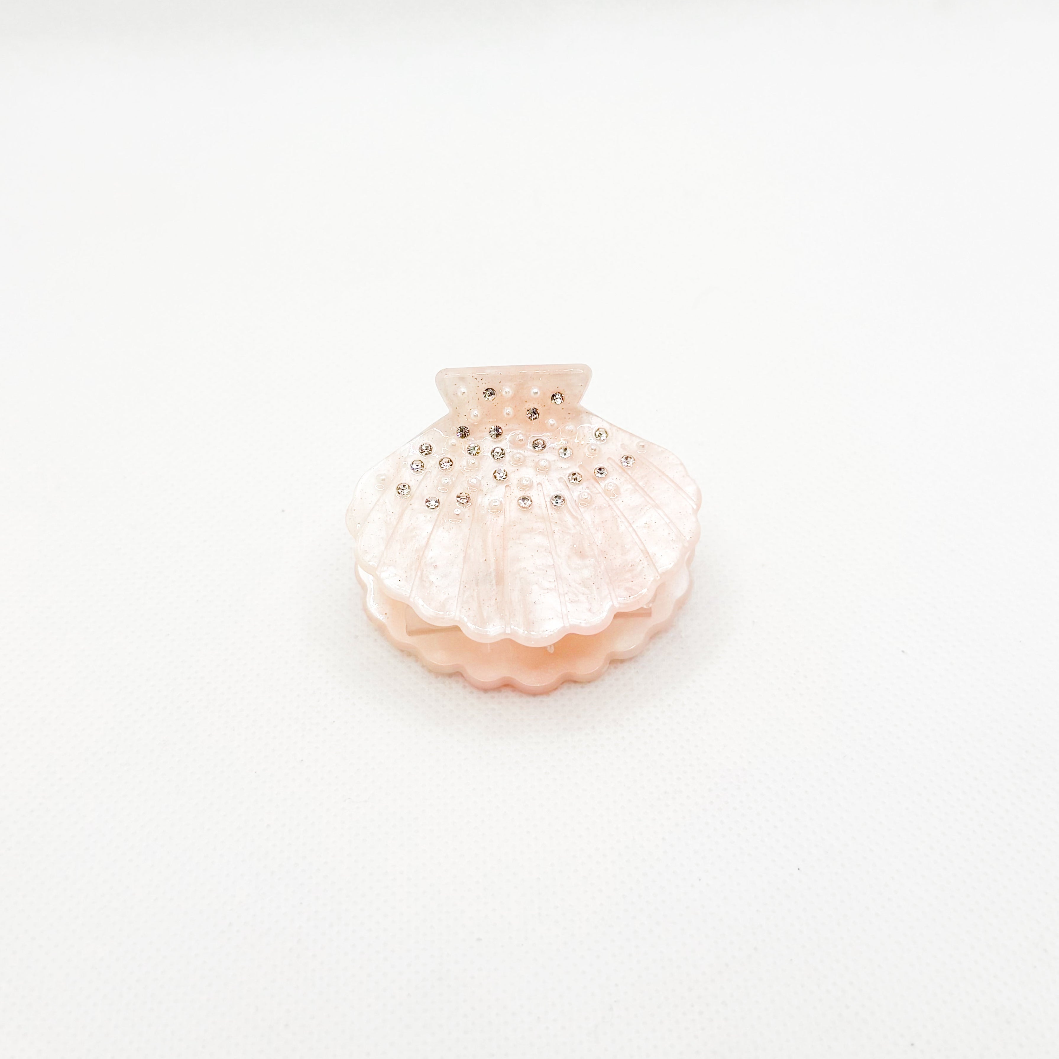 midi baby pink sparkly shell hair clip