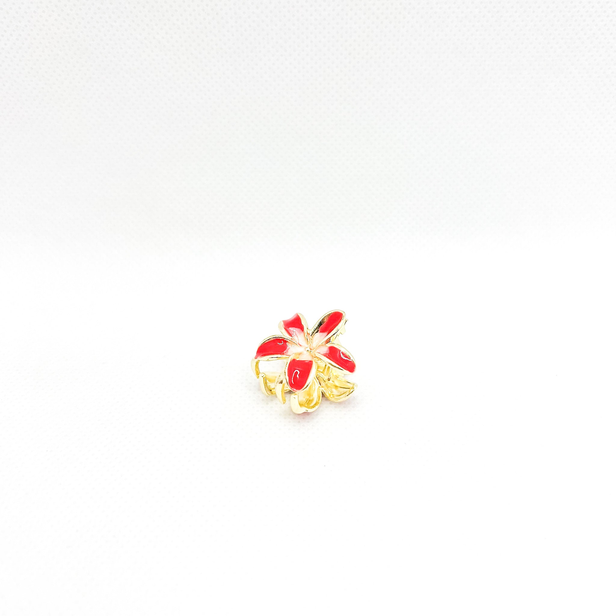 mini metal red plumeria hair clip