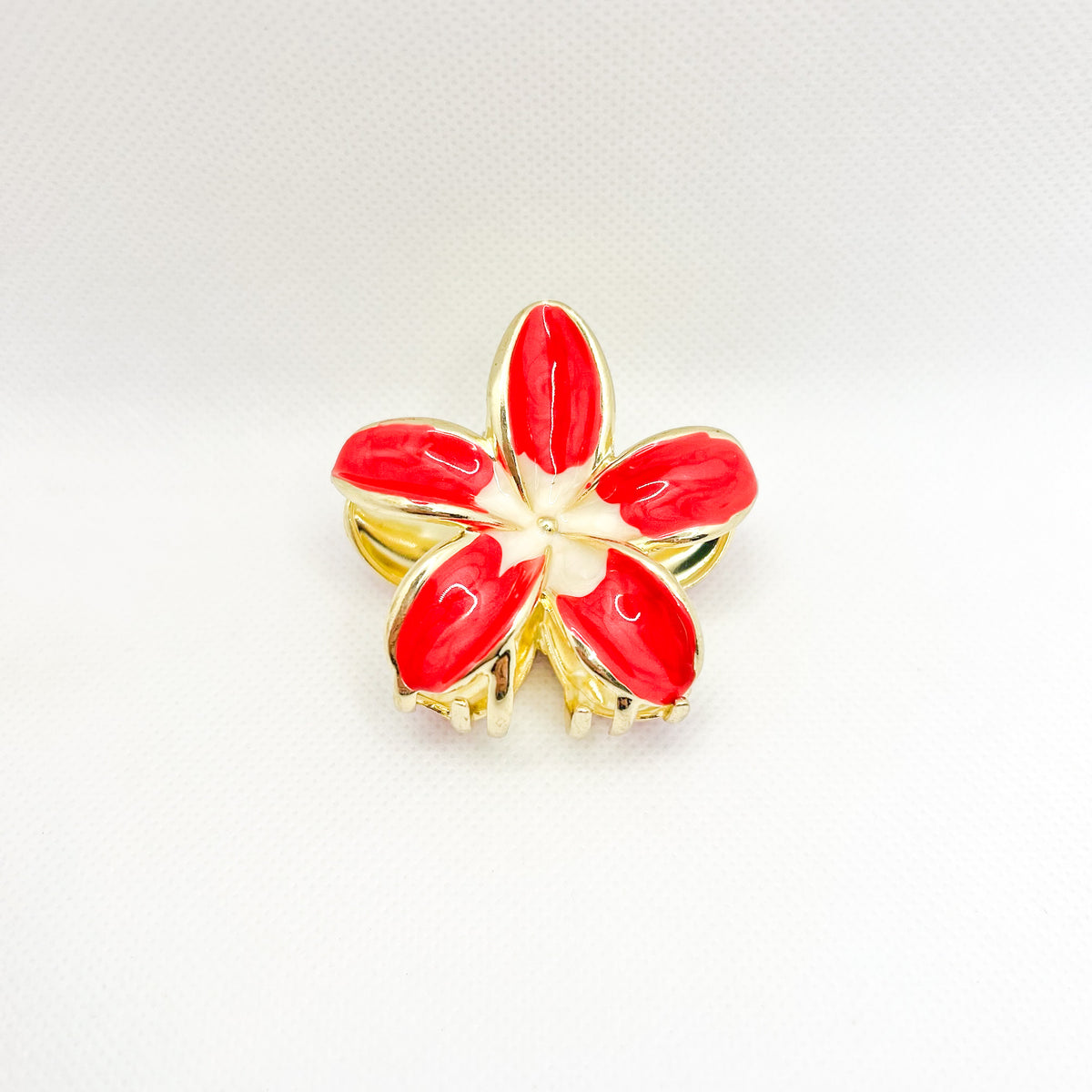 midi metal red plumeria hair clip