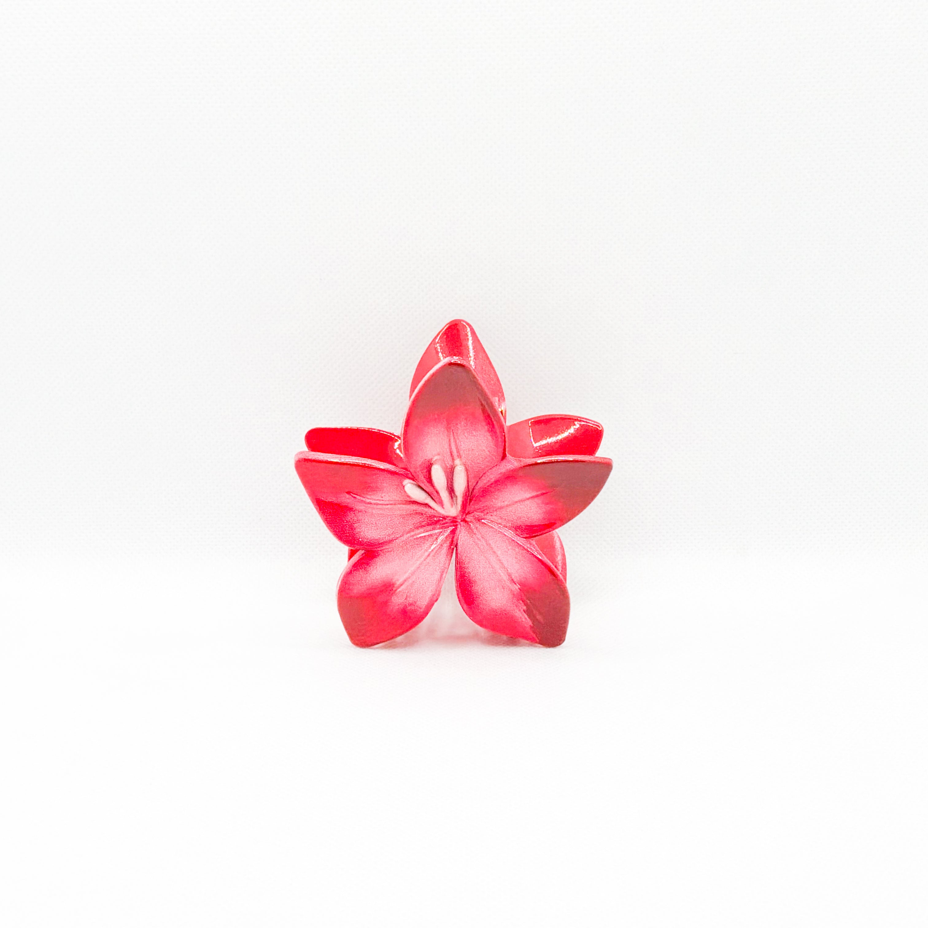 red lily flower hair clip