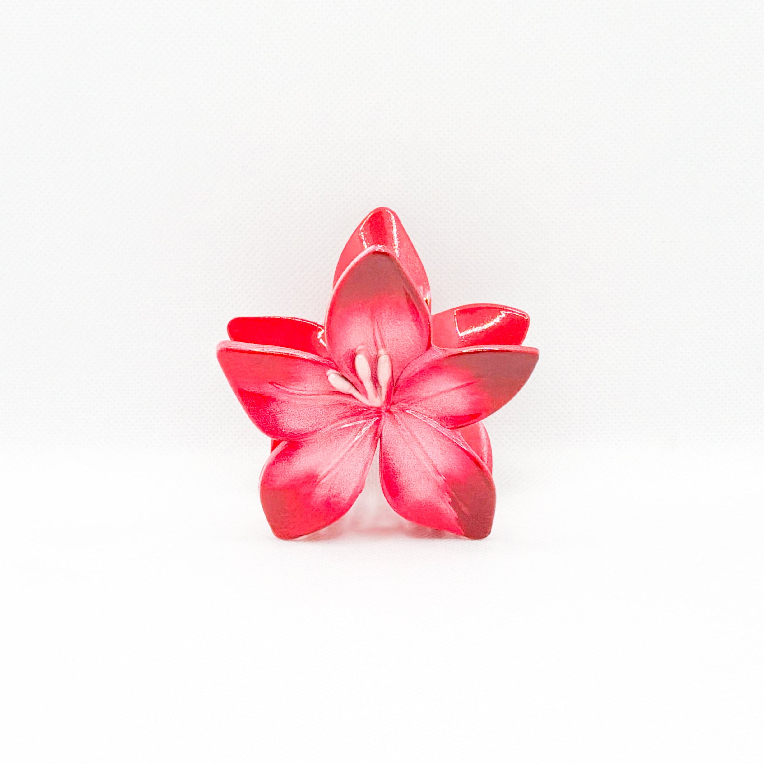 red lily flower hair clip
