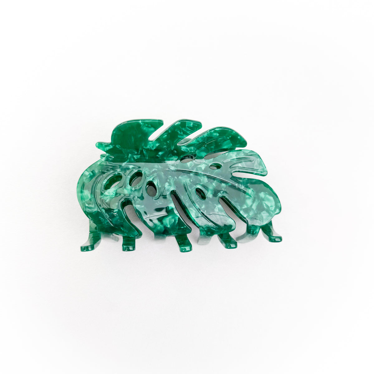 green monstera hair claw