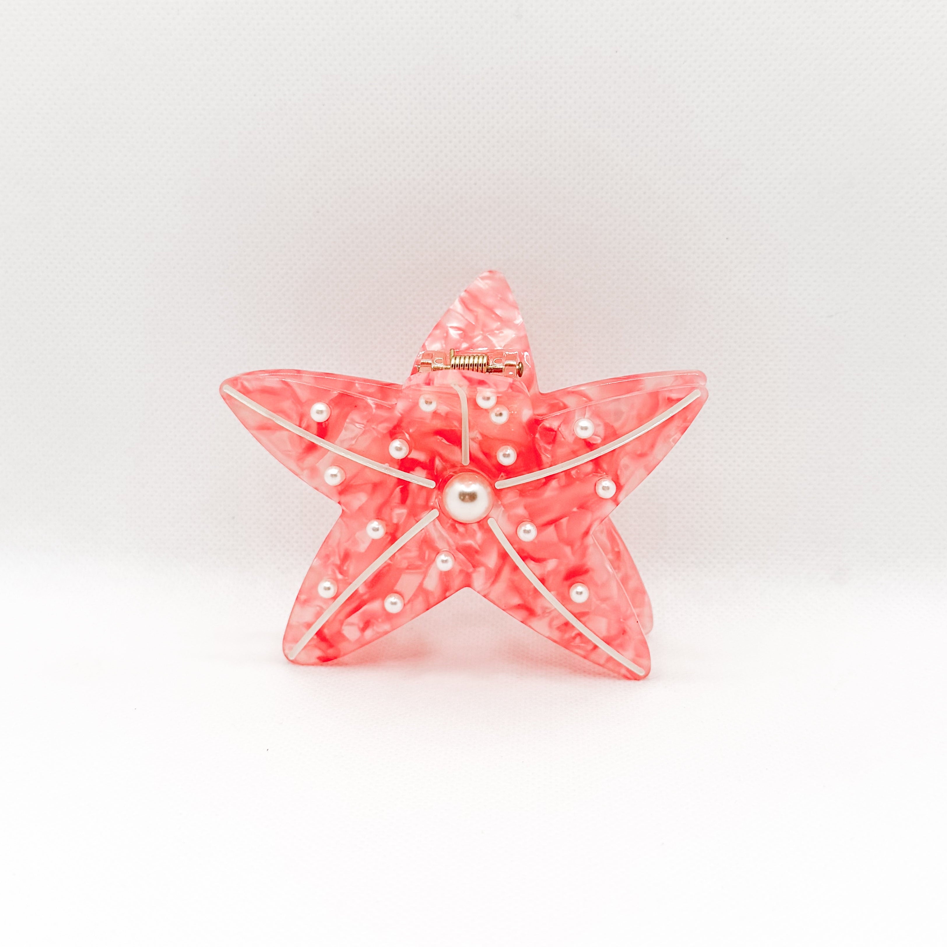 pink pearl starfish hair claw