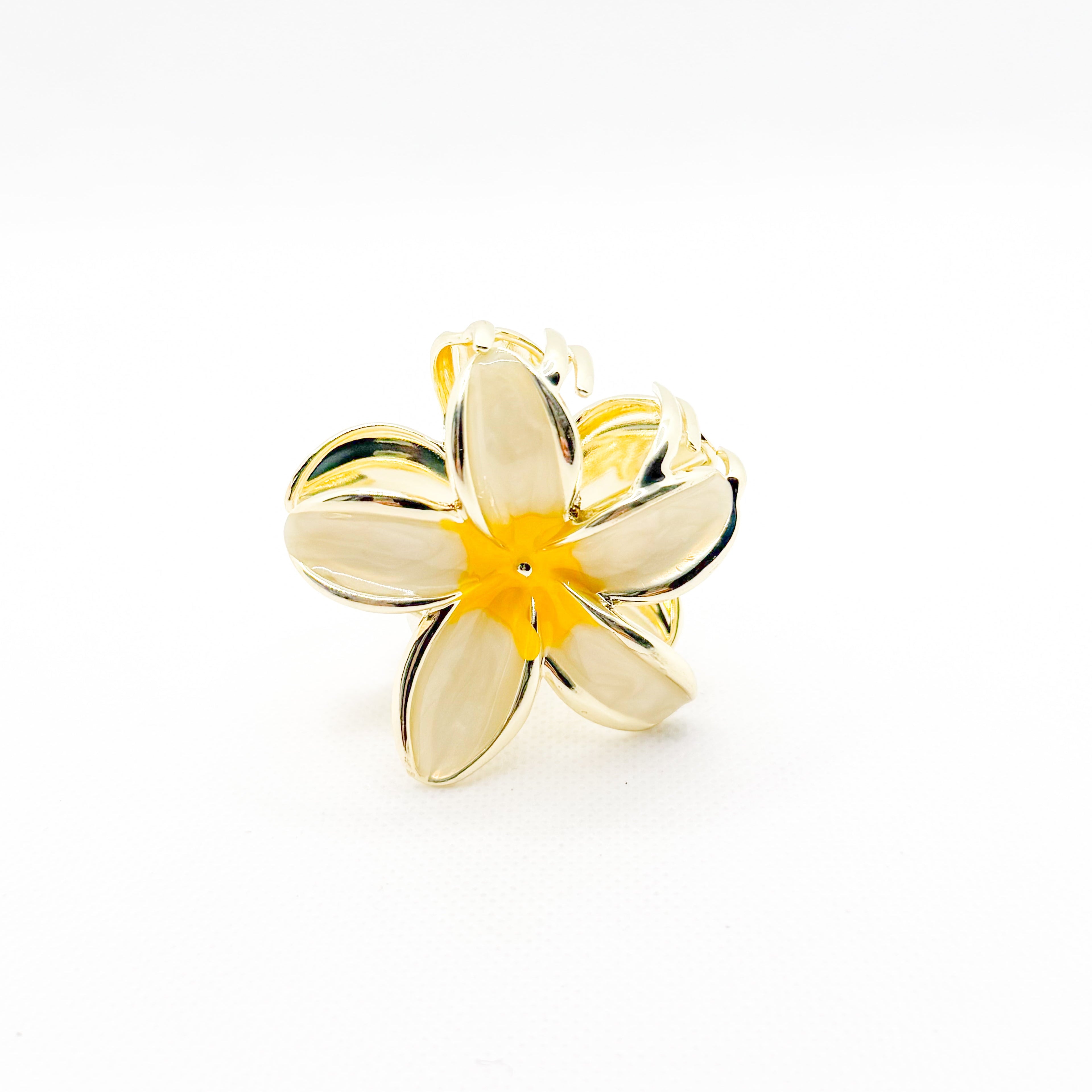 midi metal lei plumeria hair clip
