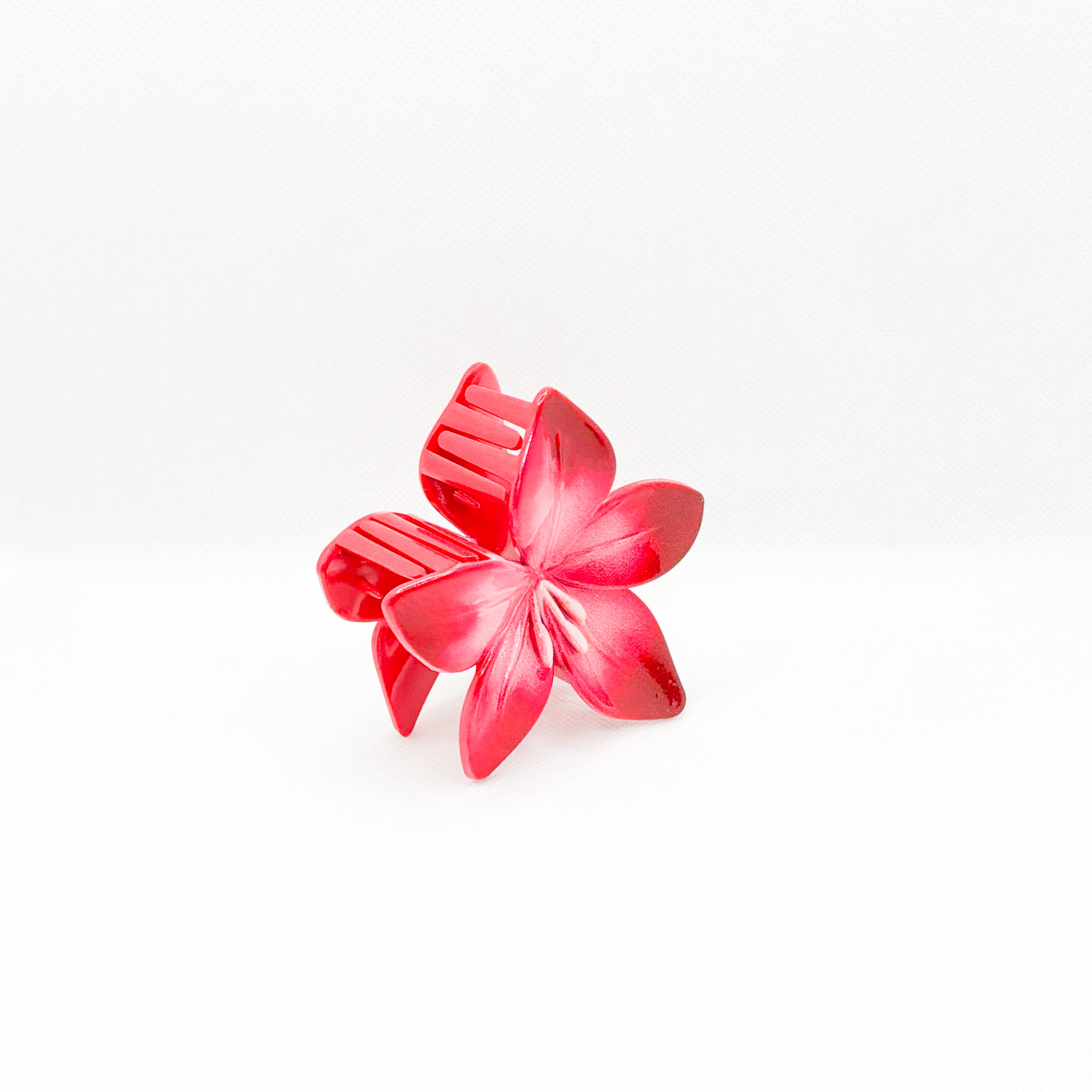 red lily flower hair clip