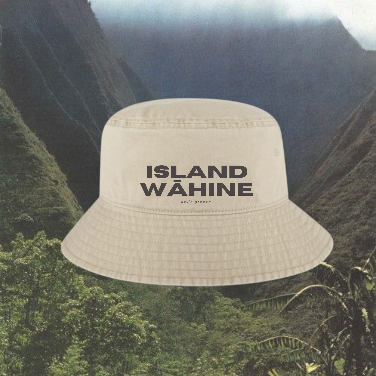 ISLAND WĀHINE khaki bucket hat