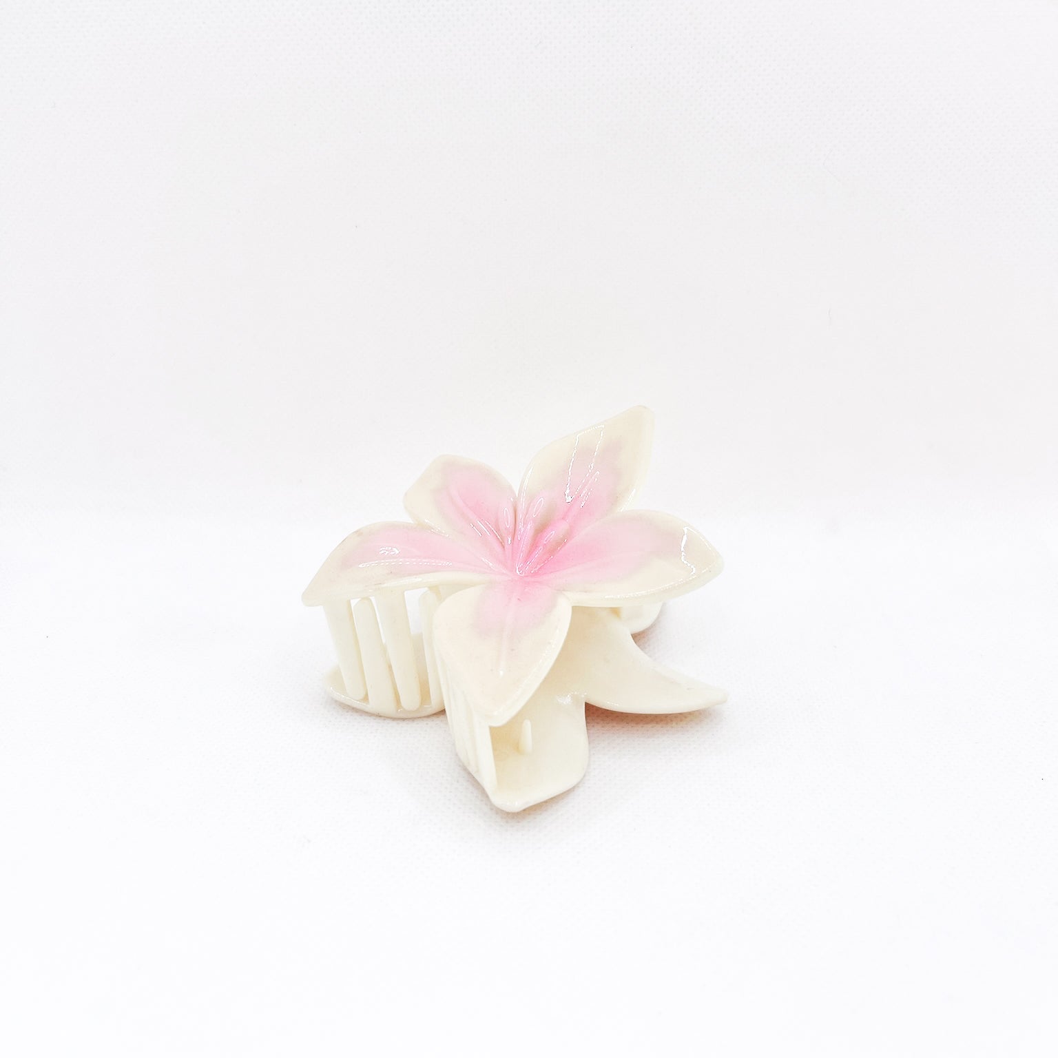 pink & yellow lily flower hair clip