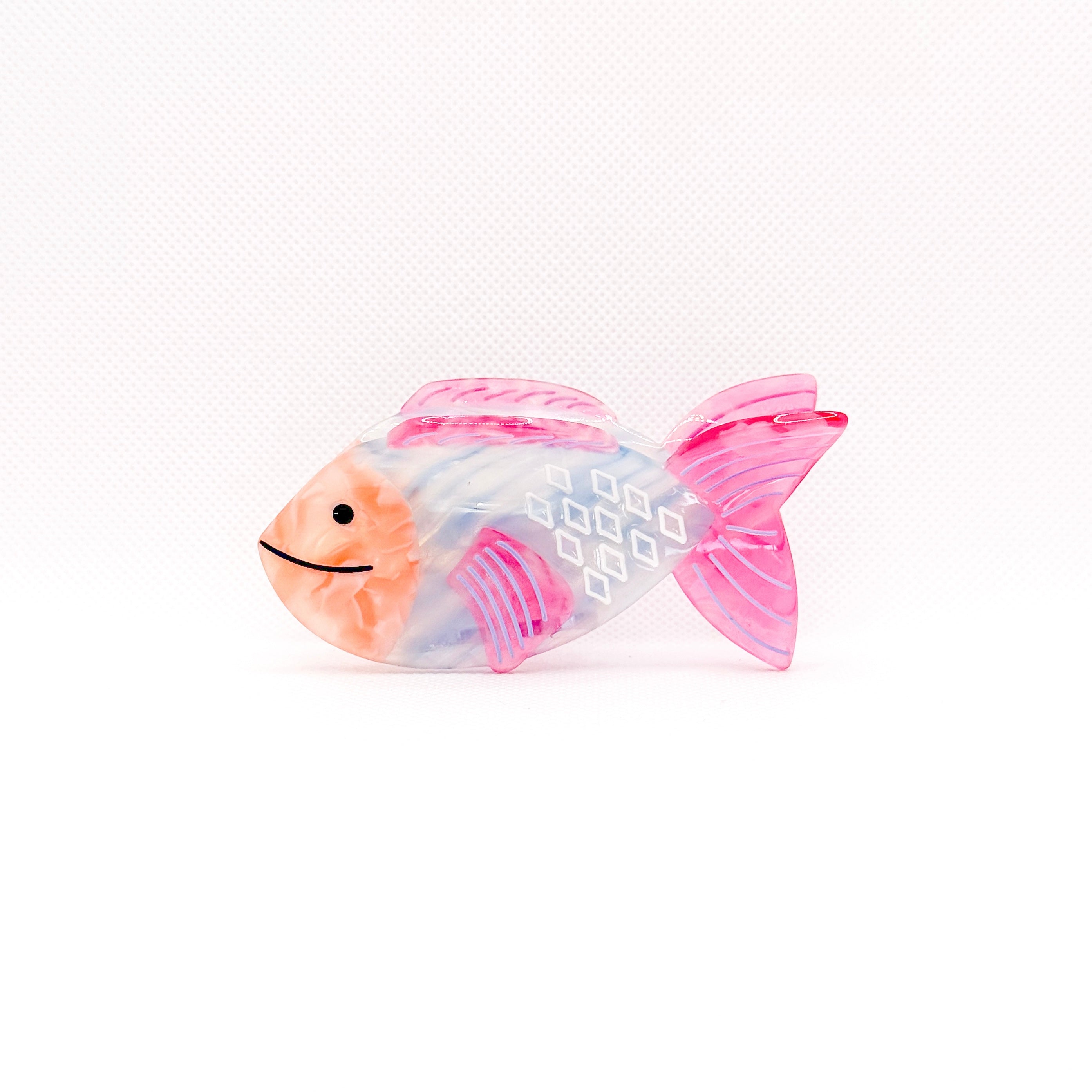 happy blue fish hair clip