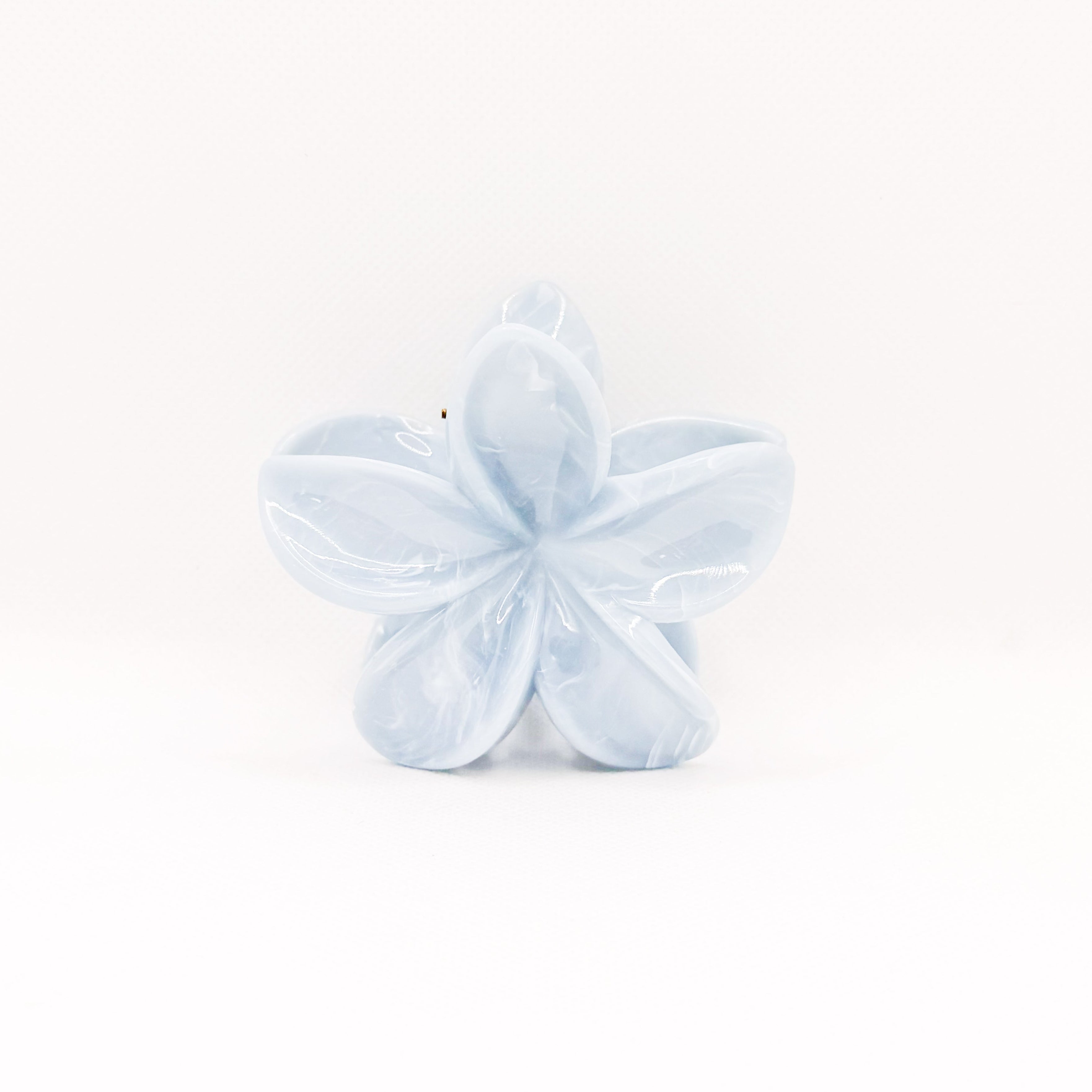 blue marble plumeria hair clip