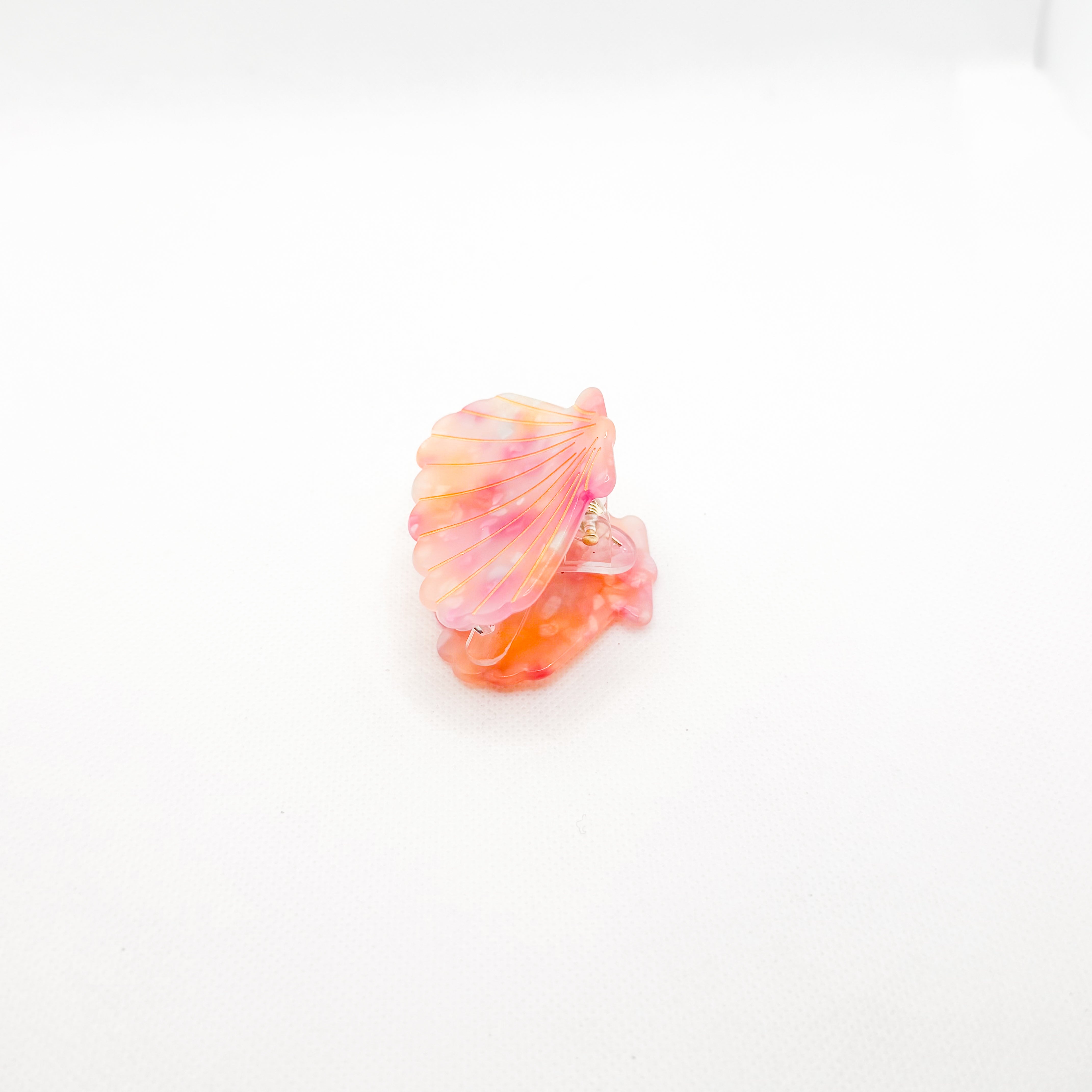 midi wide pink shell hair clip