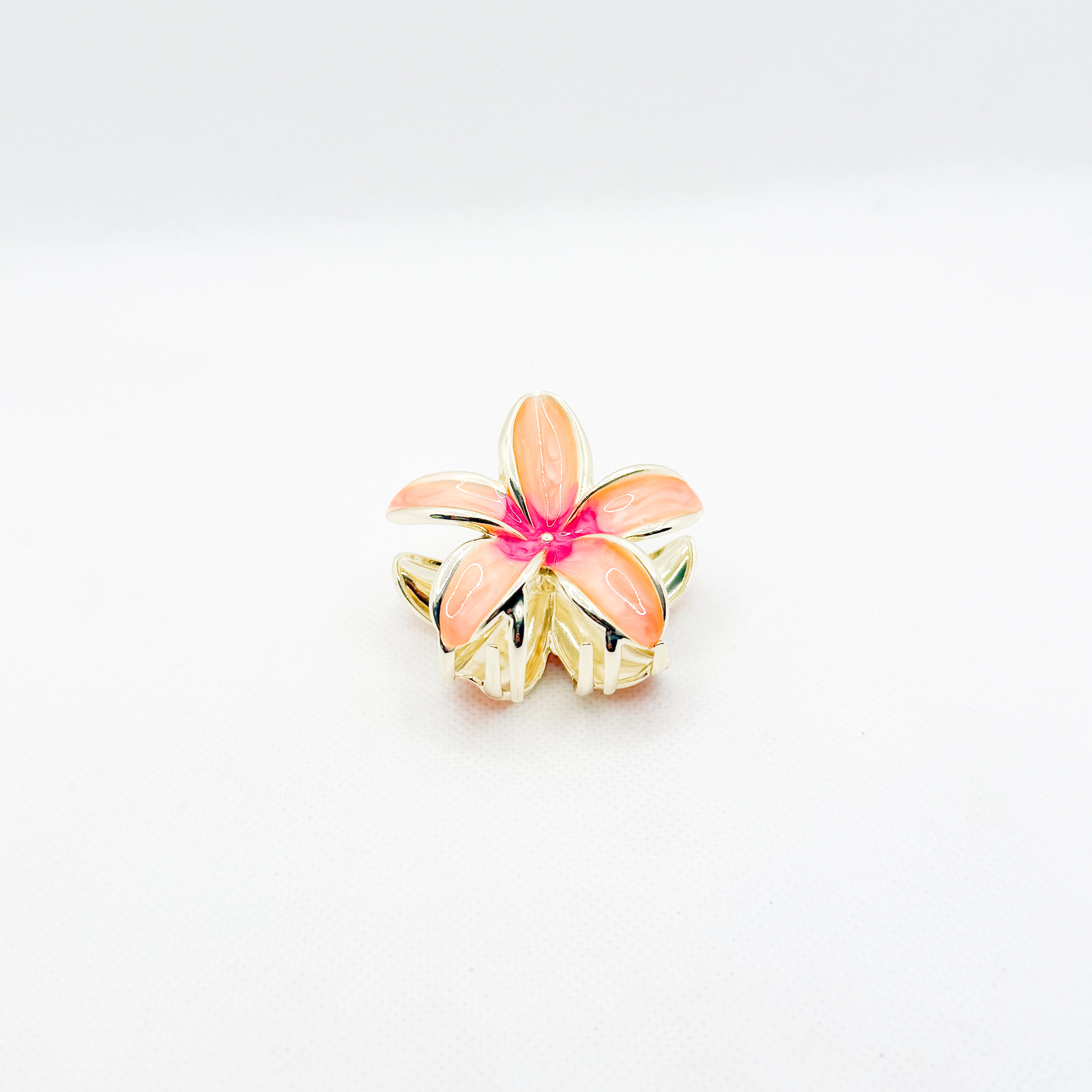 midi metal pink plumeria hair clip