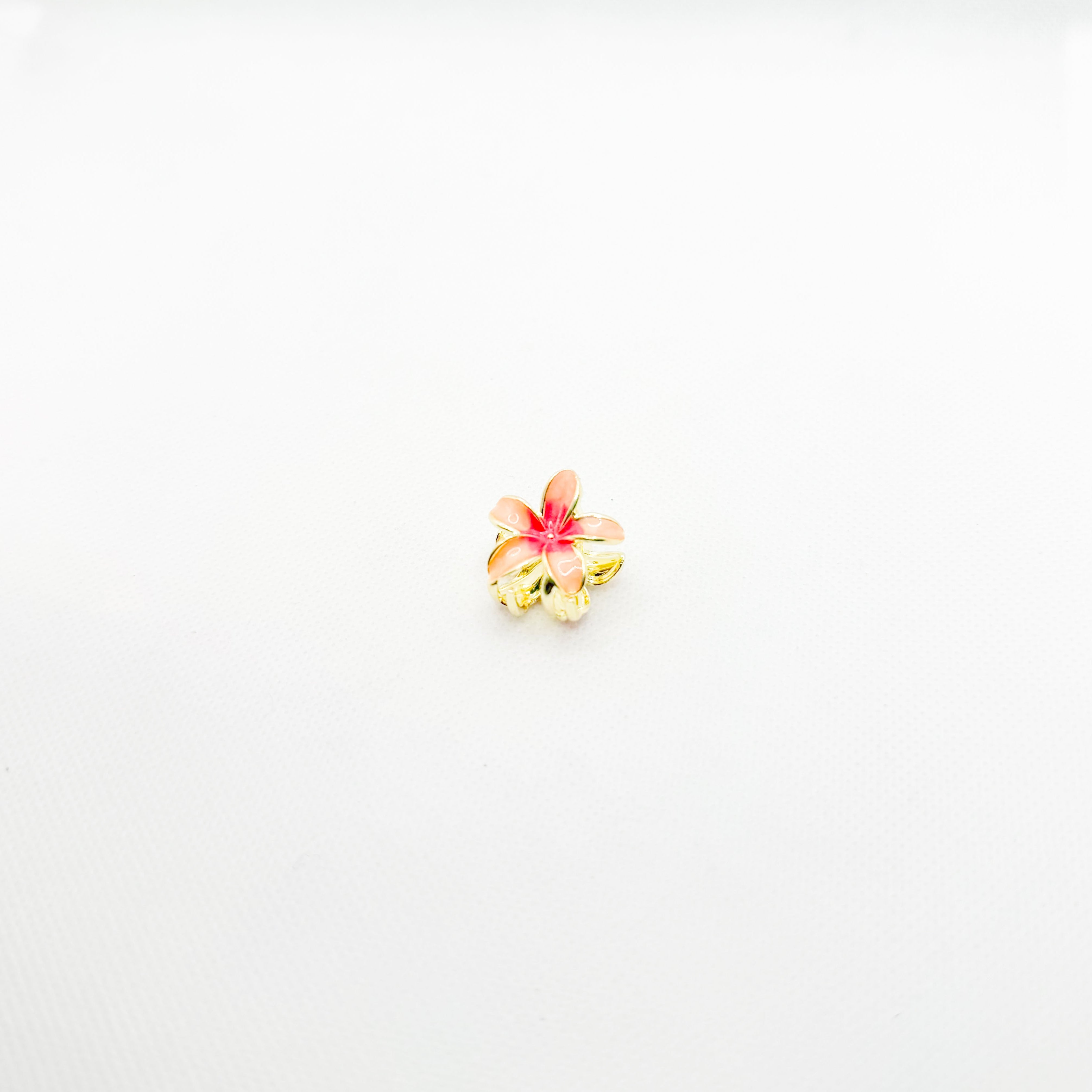 mini metal pink plumeria hair clip