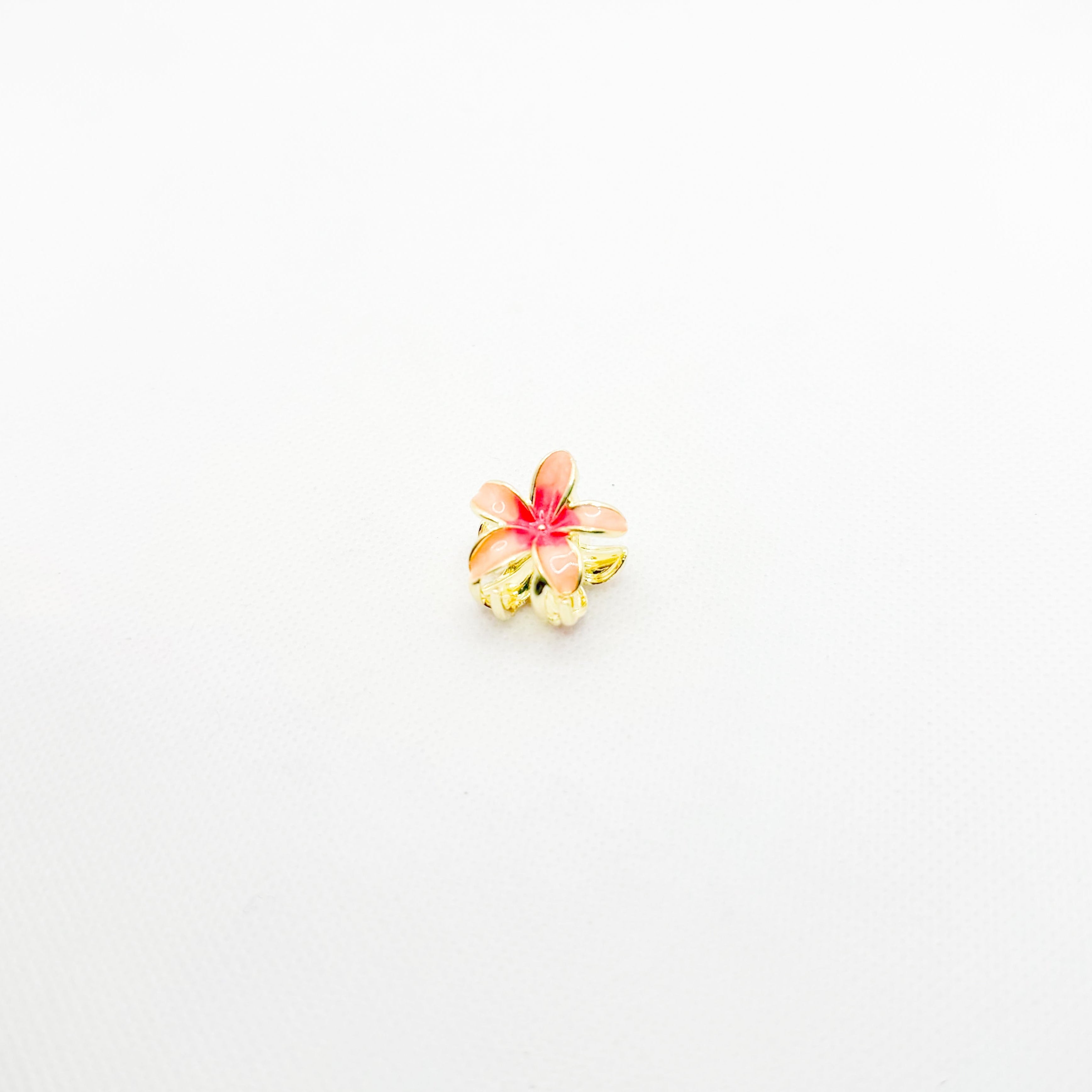 mini metal pink plumeria hair clip