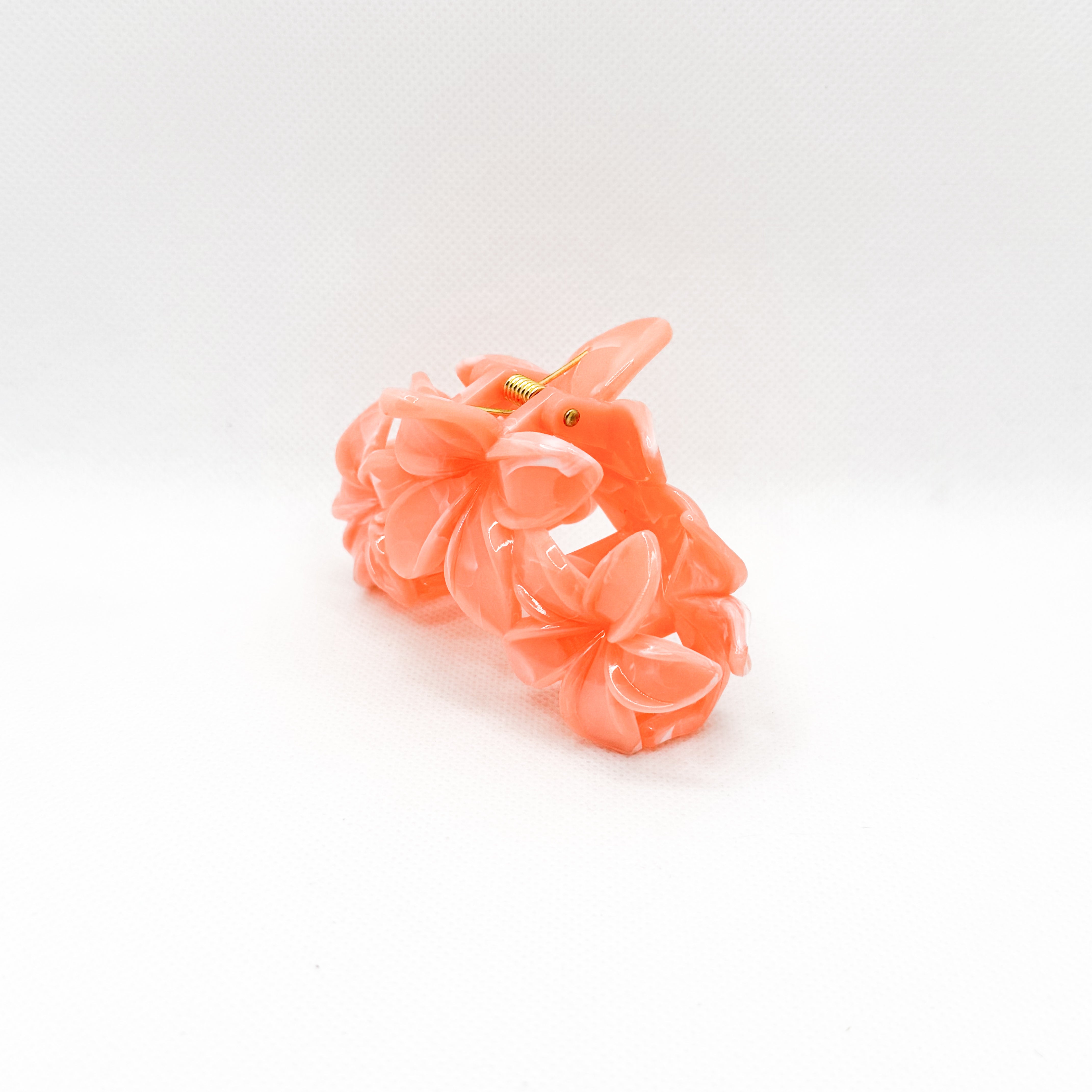 midi peach triple plumeria hair clip