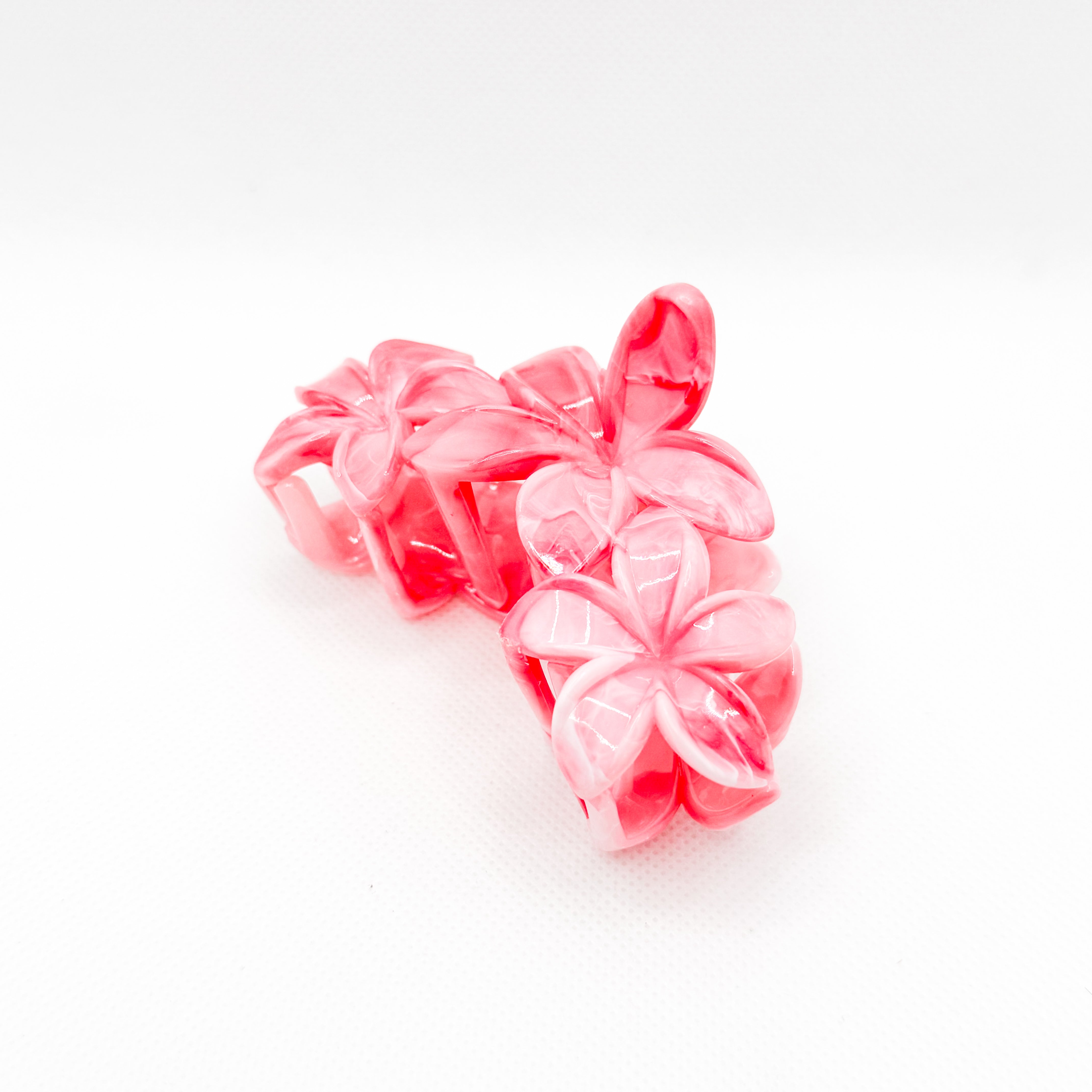 midi pink triple plumeria hair clip