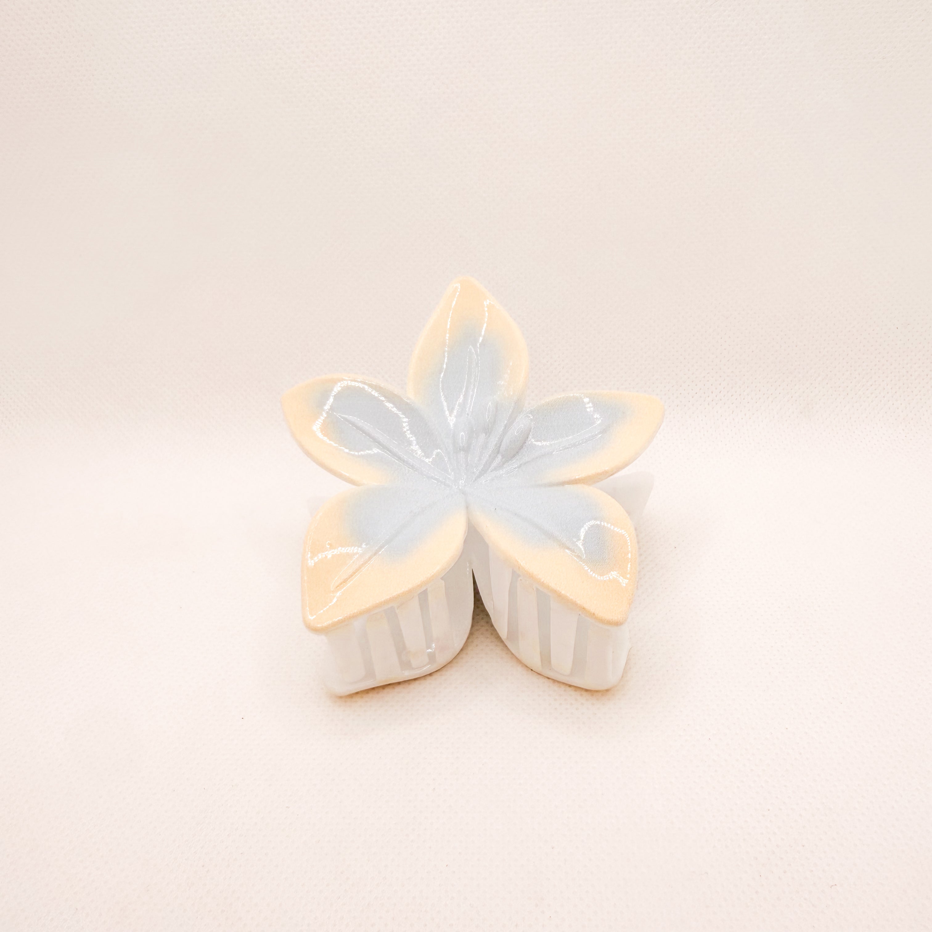 blue & yellow lily flower hair clip