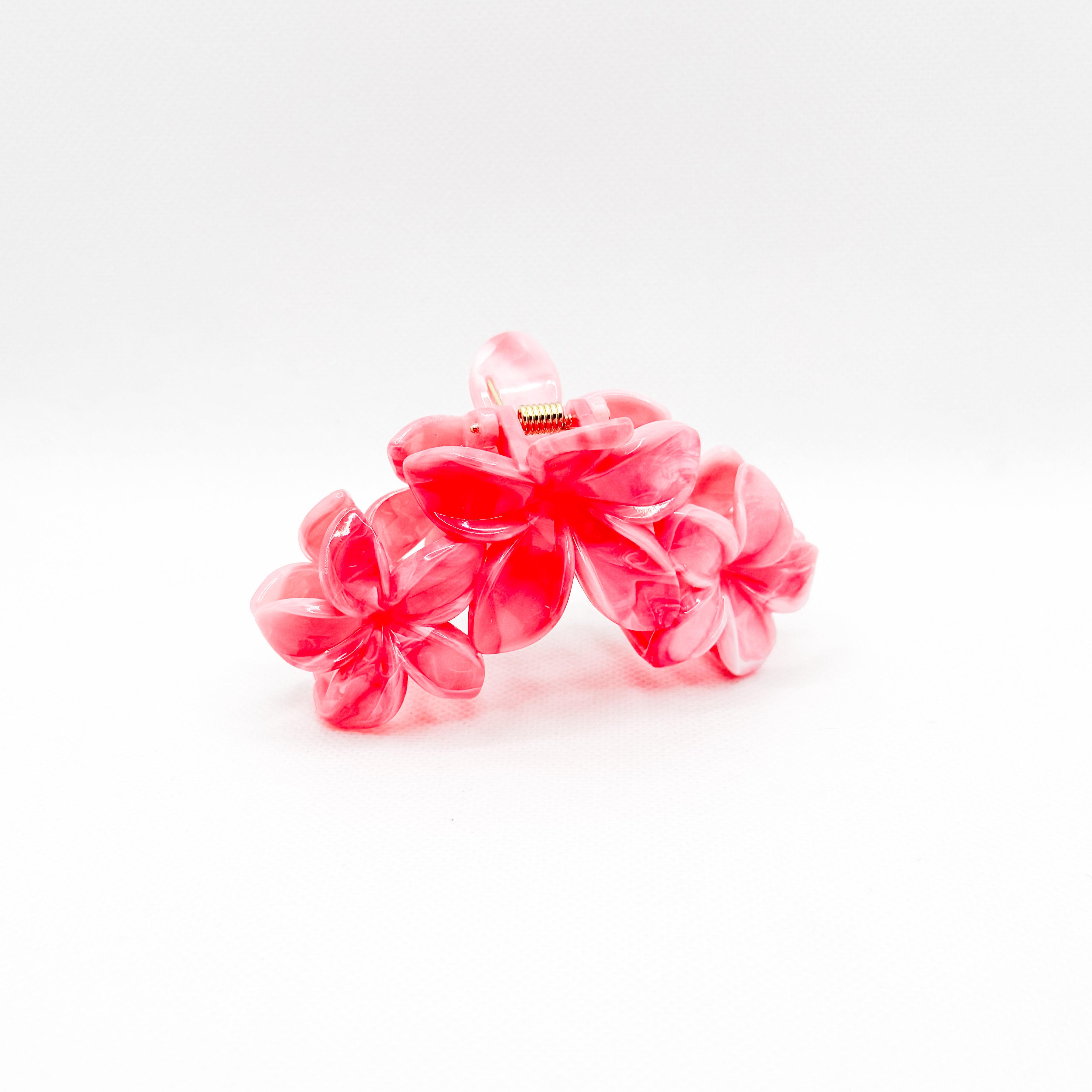 midi pink triple plumeria hair clip