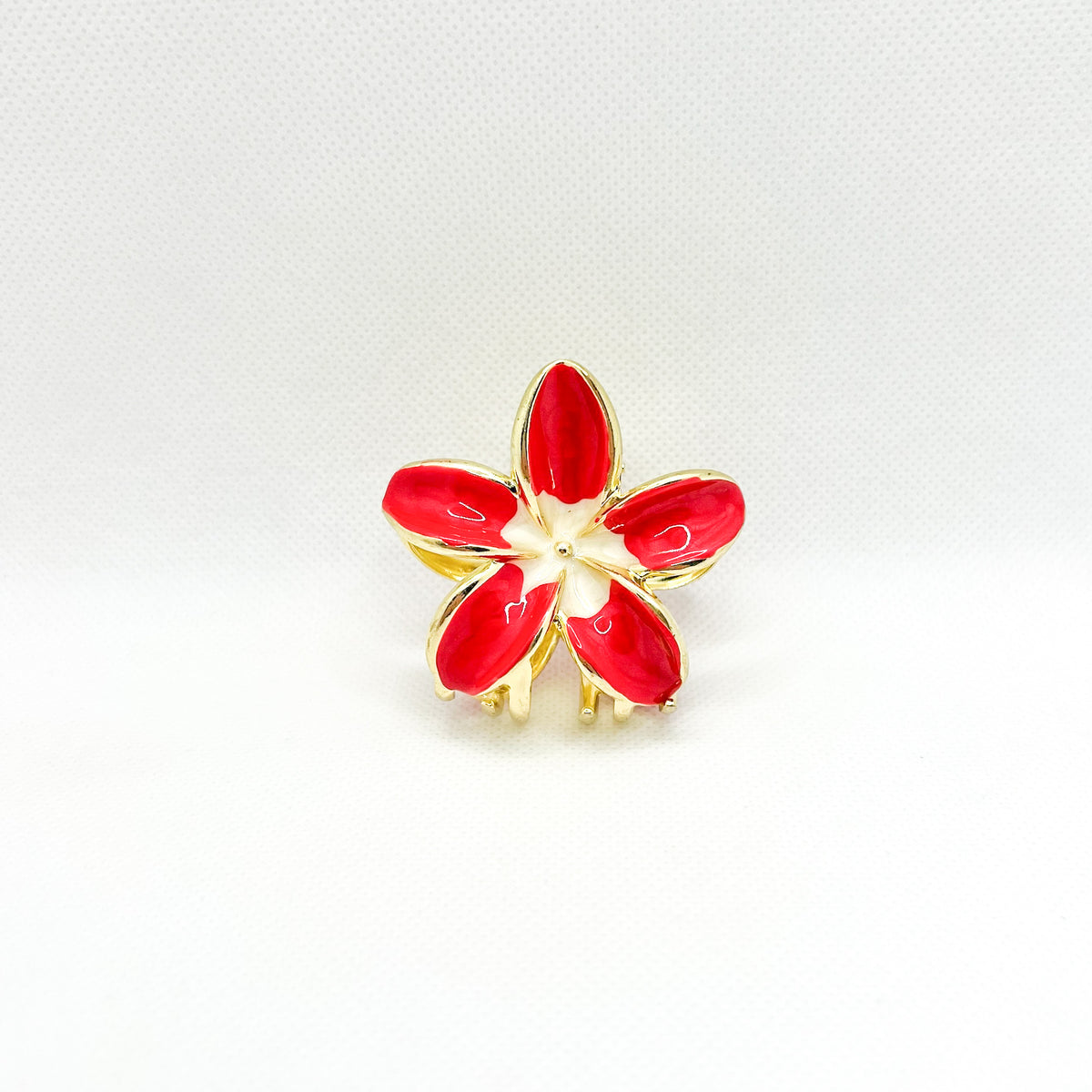 midi metal red plumeria hair clip