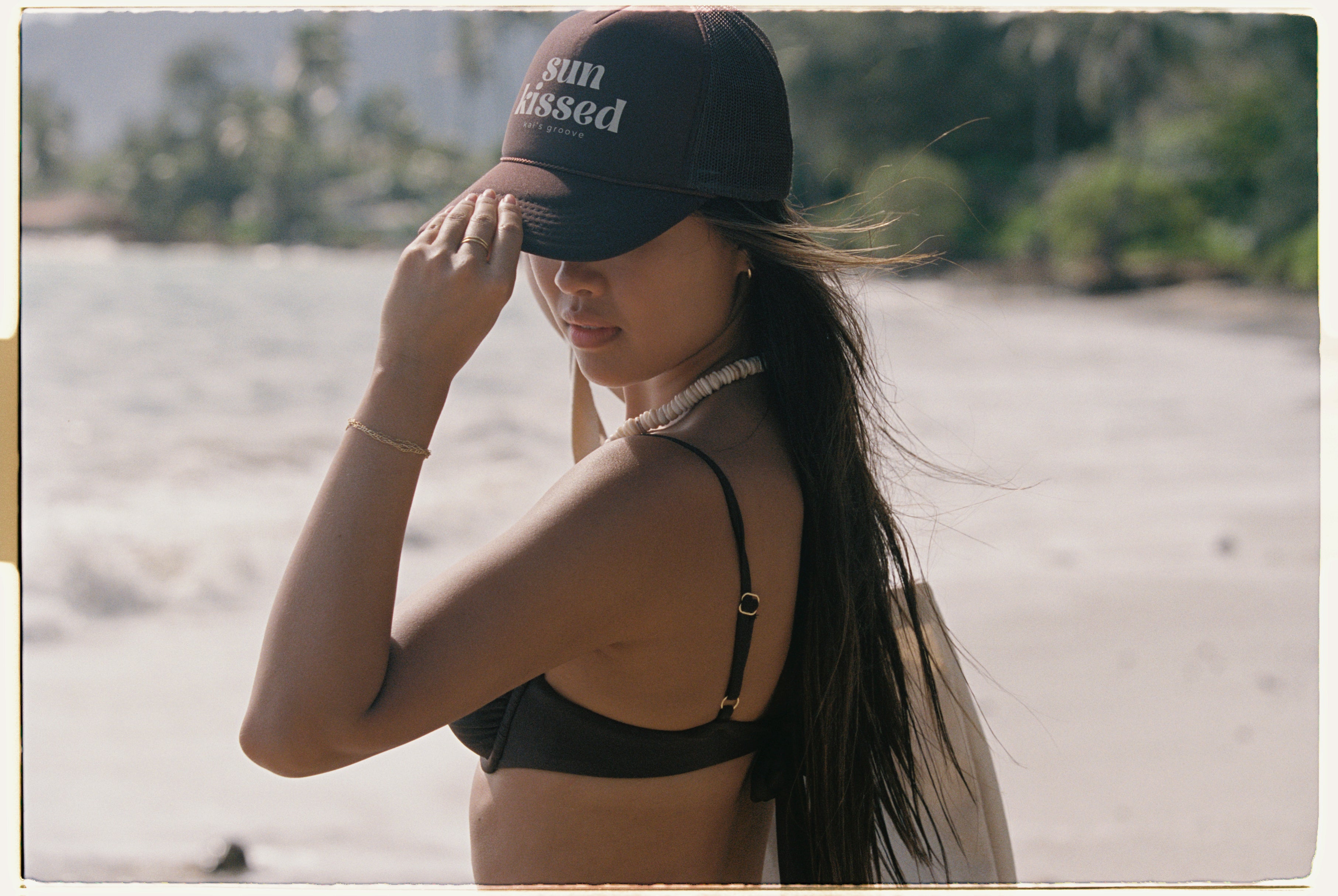 SUN KISSED brown trucker hat