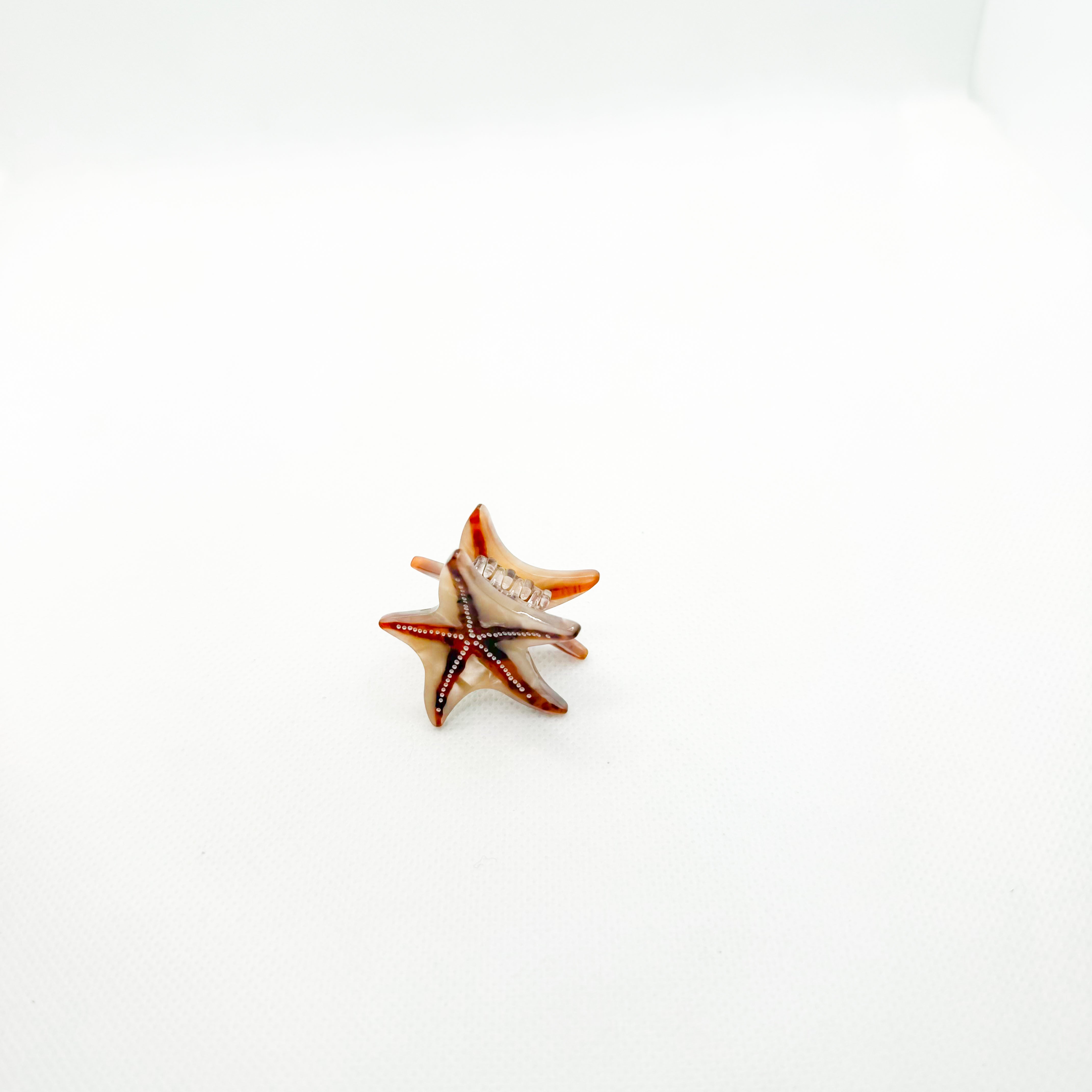 mini brown starfish hair clip