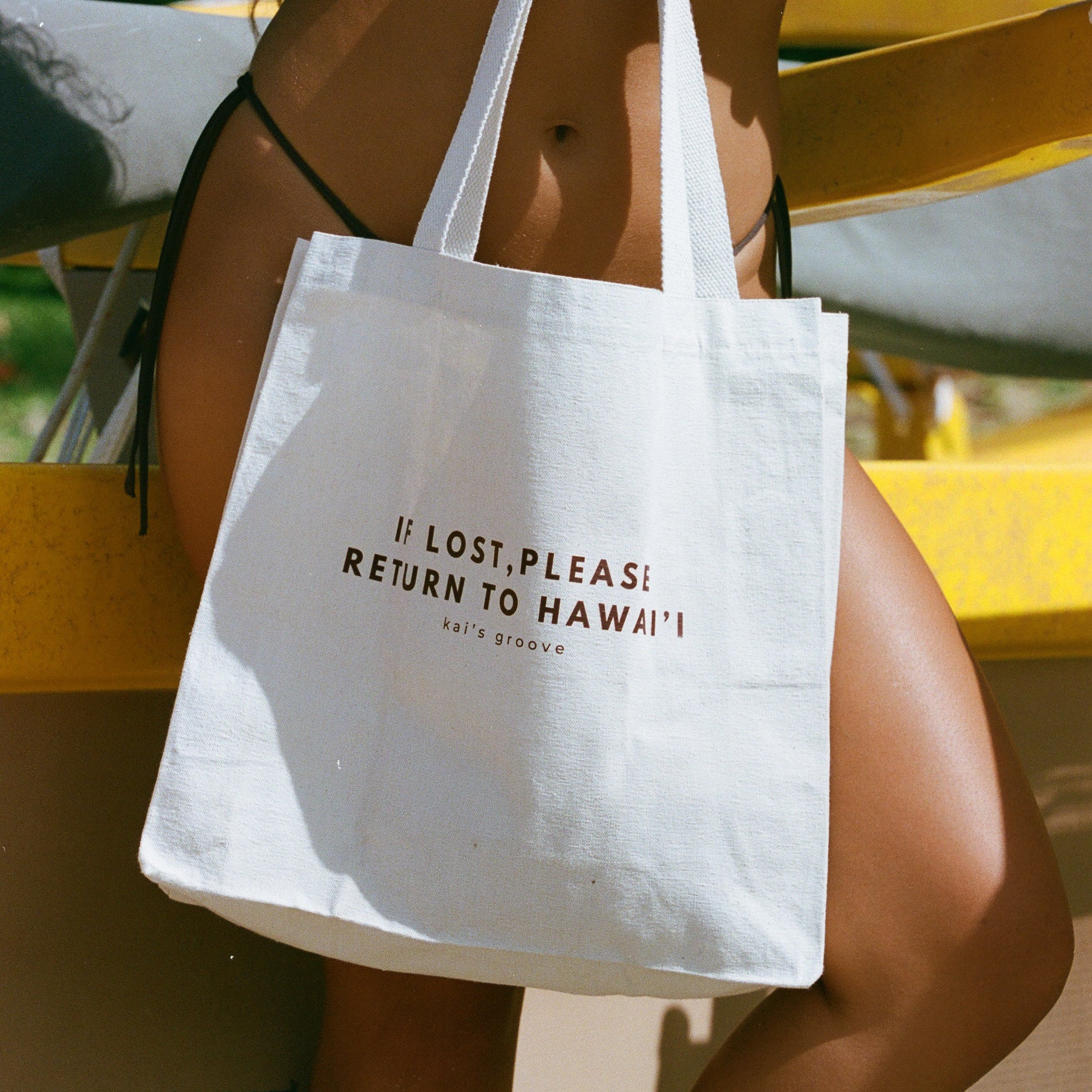 if lost, please return to hawaii - natural canvas tote bag