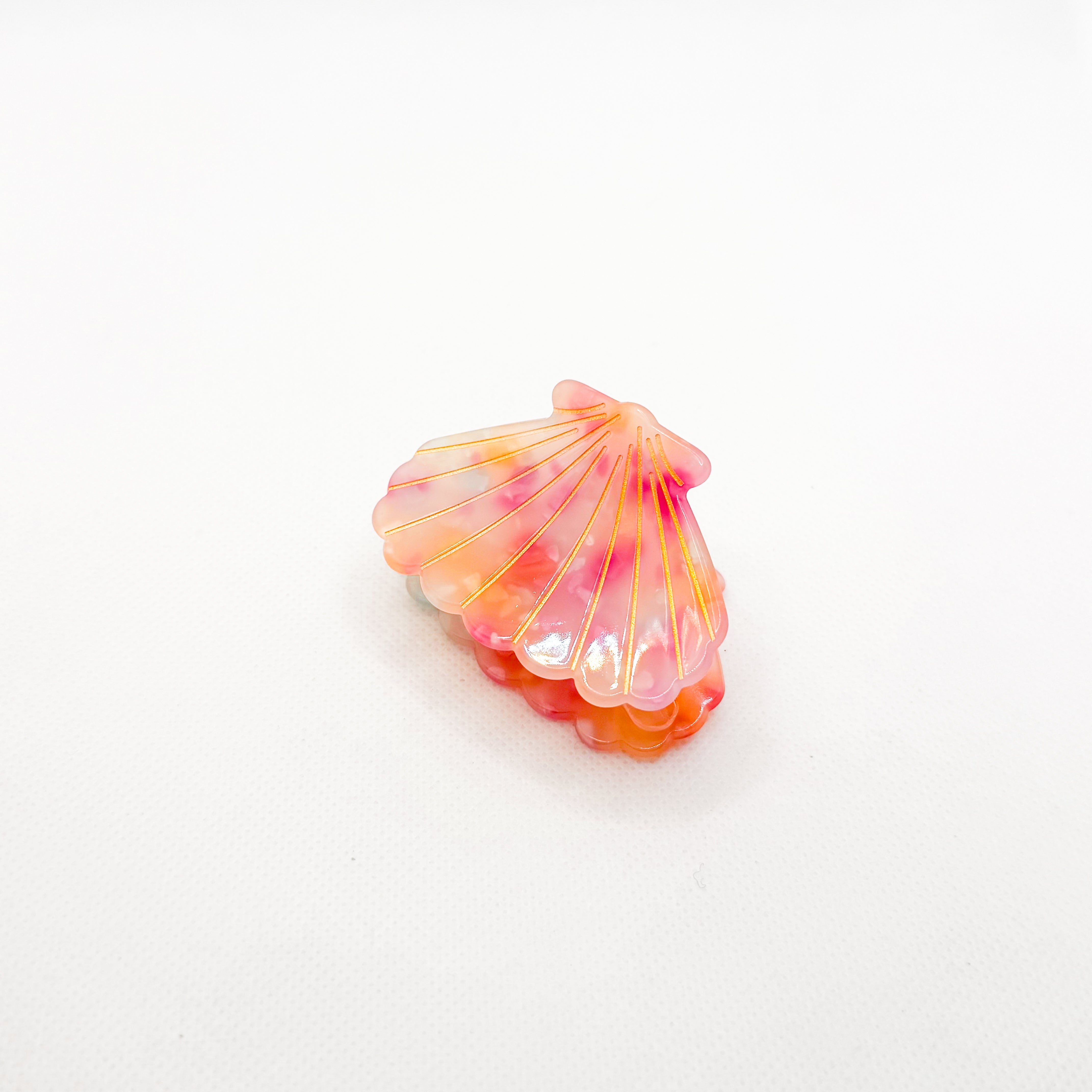midi wide pink shell hair clip