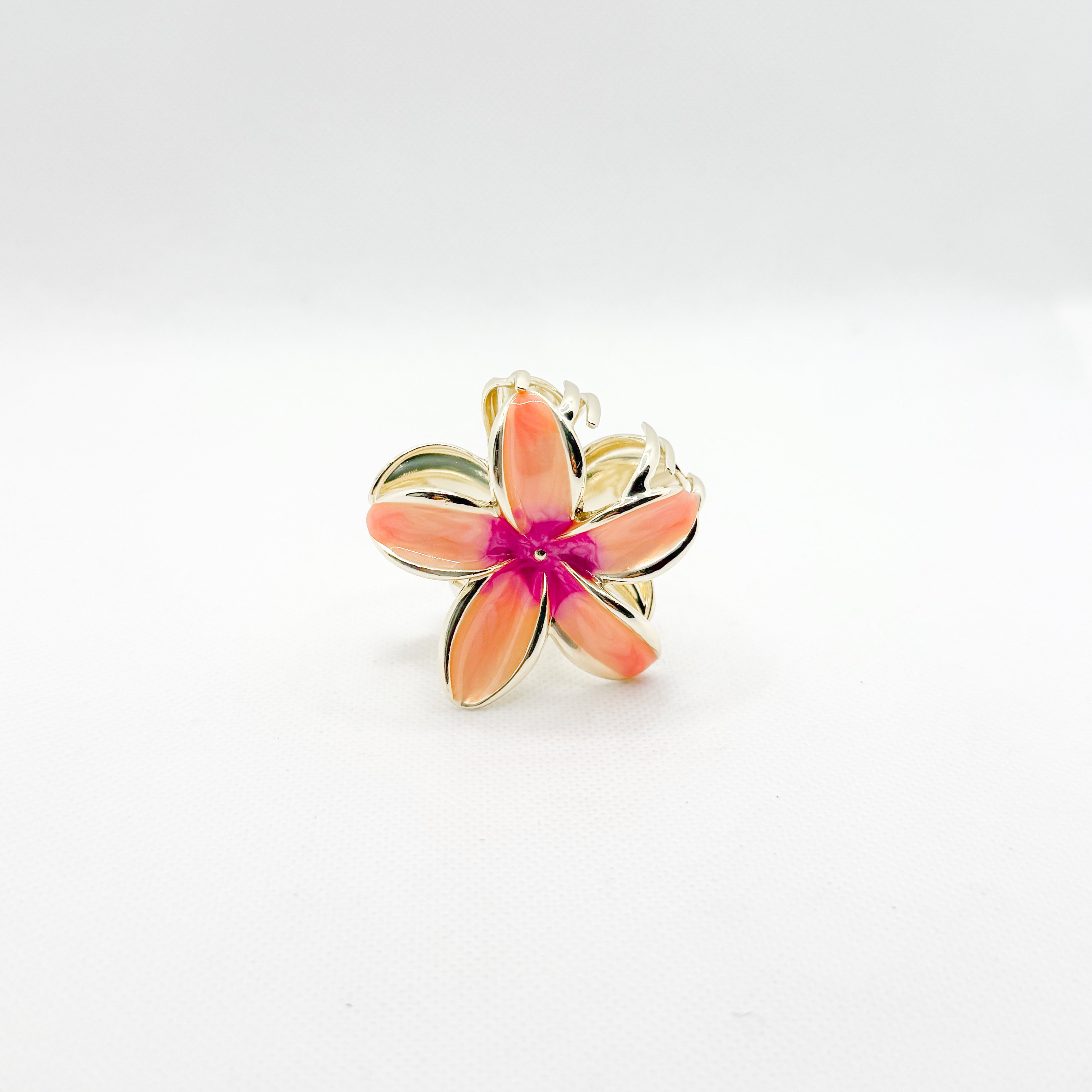 midi metal pink plumeria hair clip