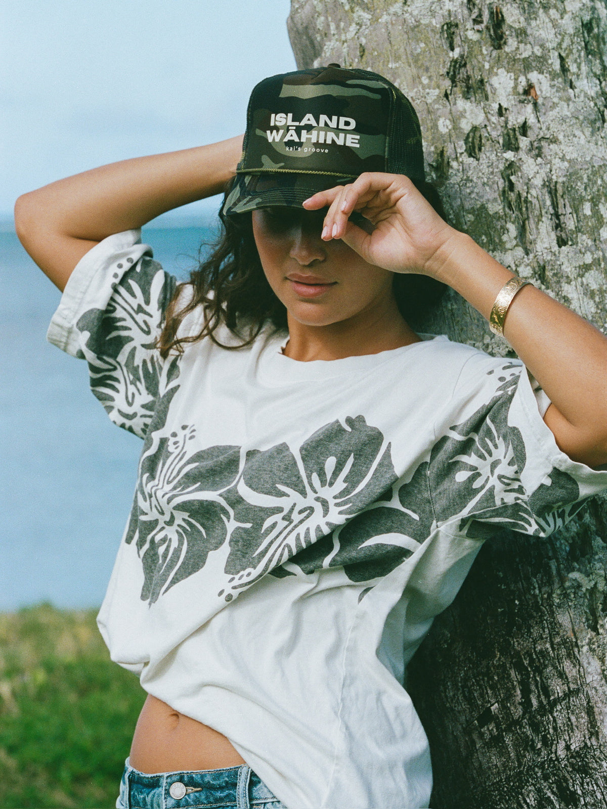 island wāhine - full camo trucker hat