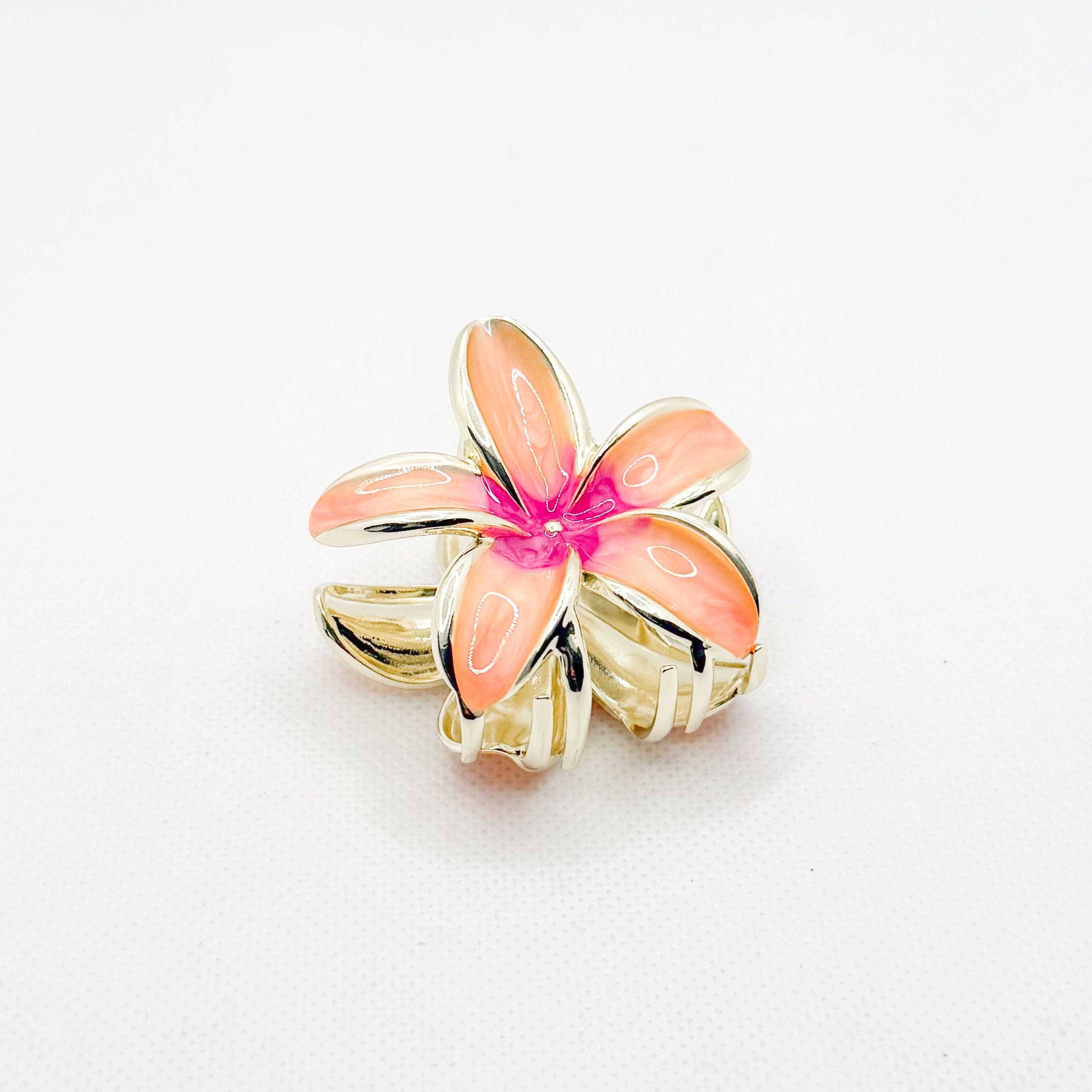 midi metal pink plumeria hair clip