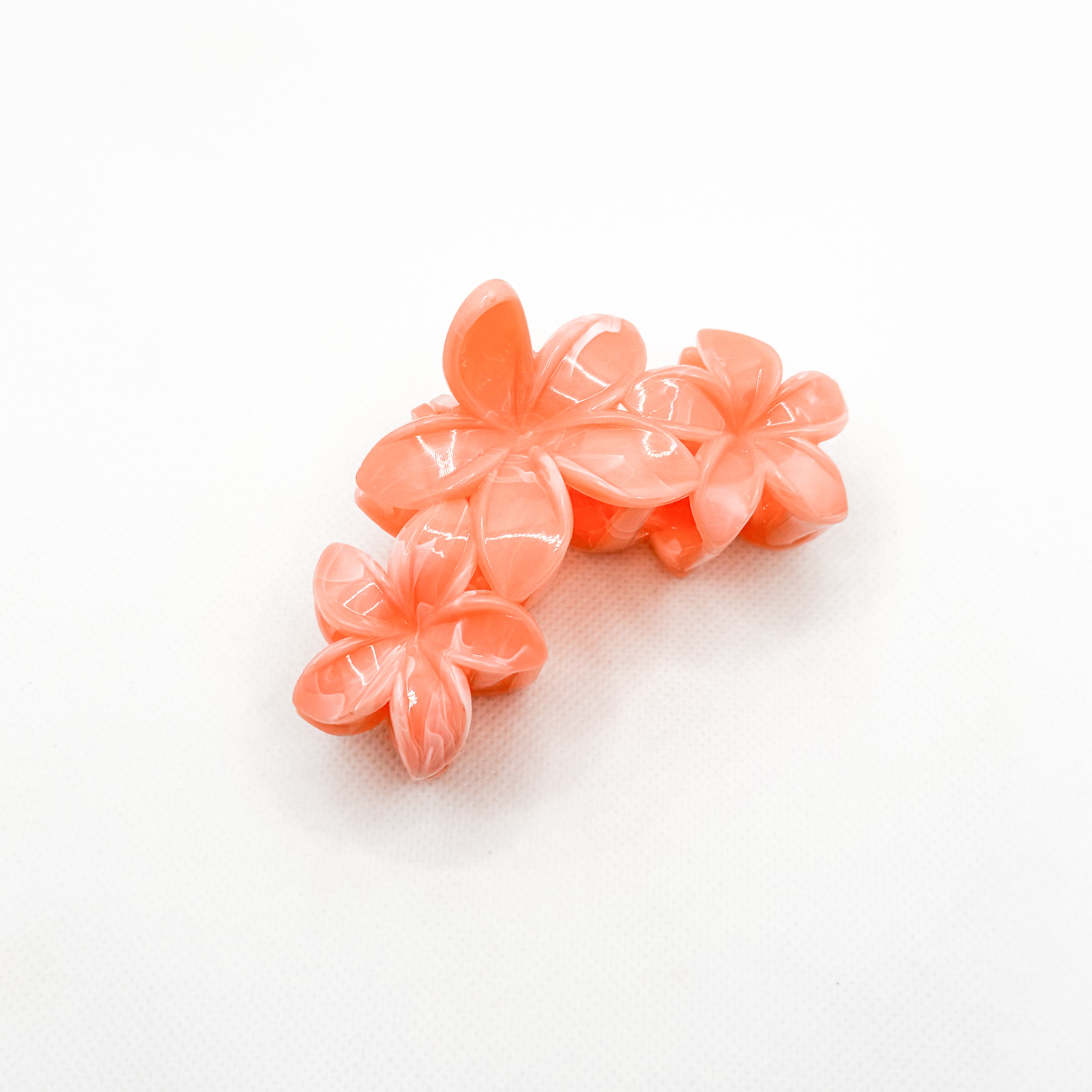midi peach triple plumeria hair clip