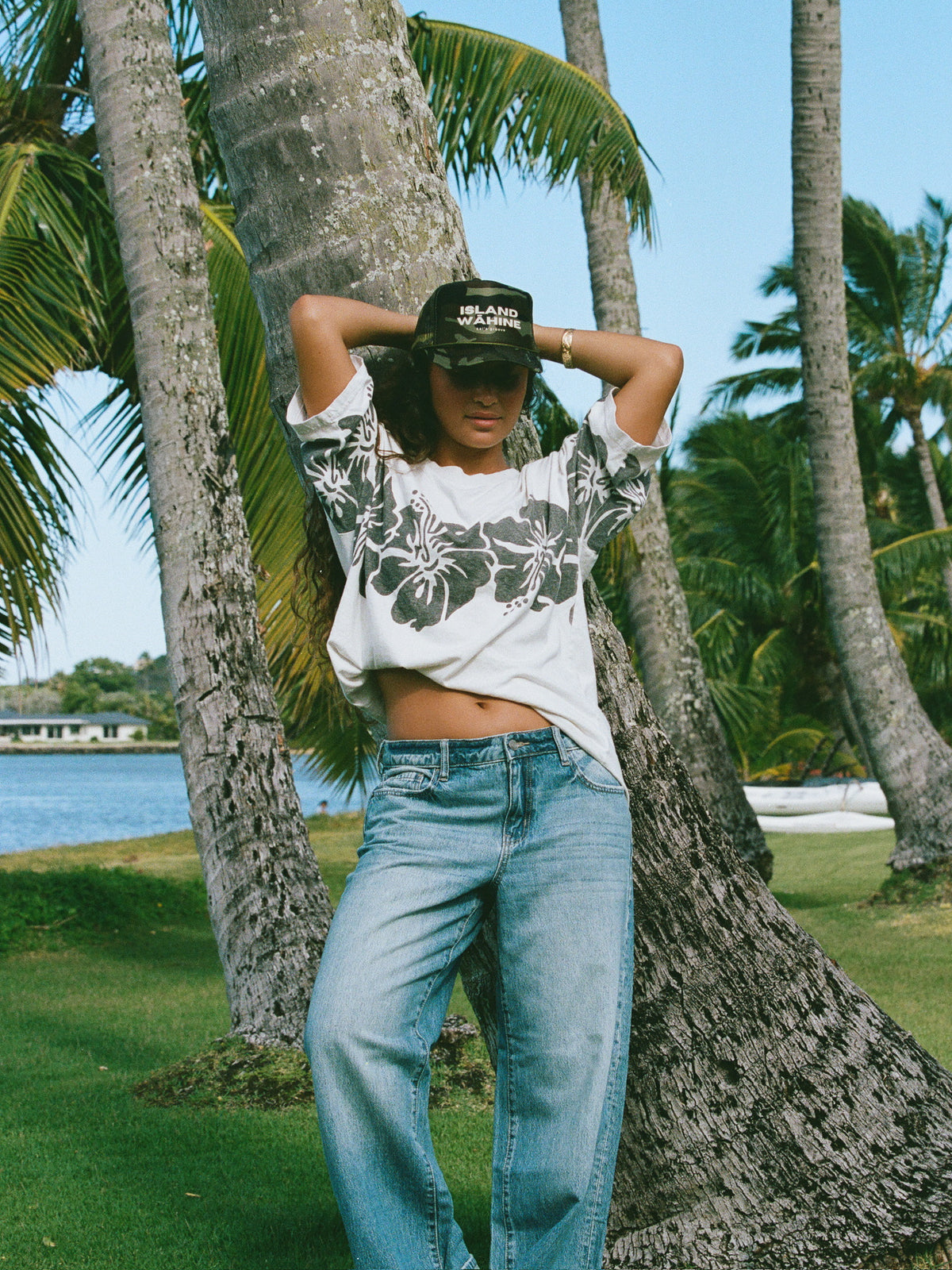 island wāhine - full camo trucker hat