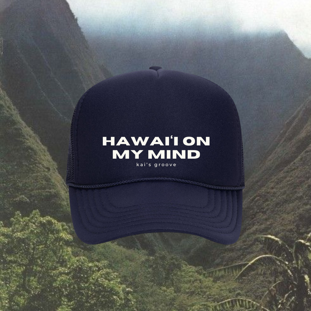 HAWAI’I ON MY MIND blue trucker hat
