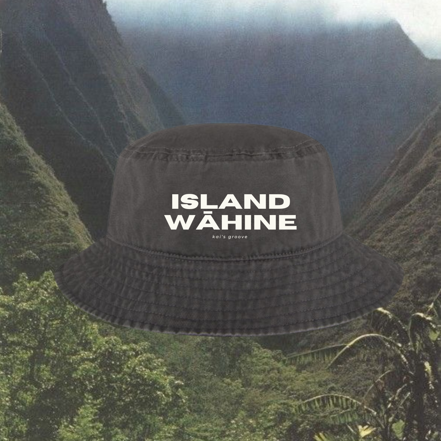 ISLAND WĀHINE gray bucket hat
