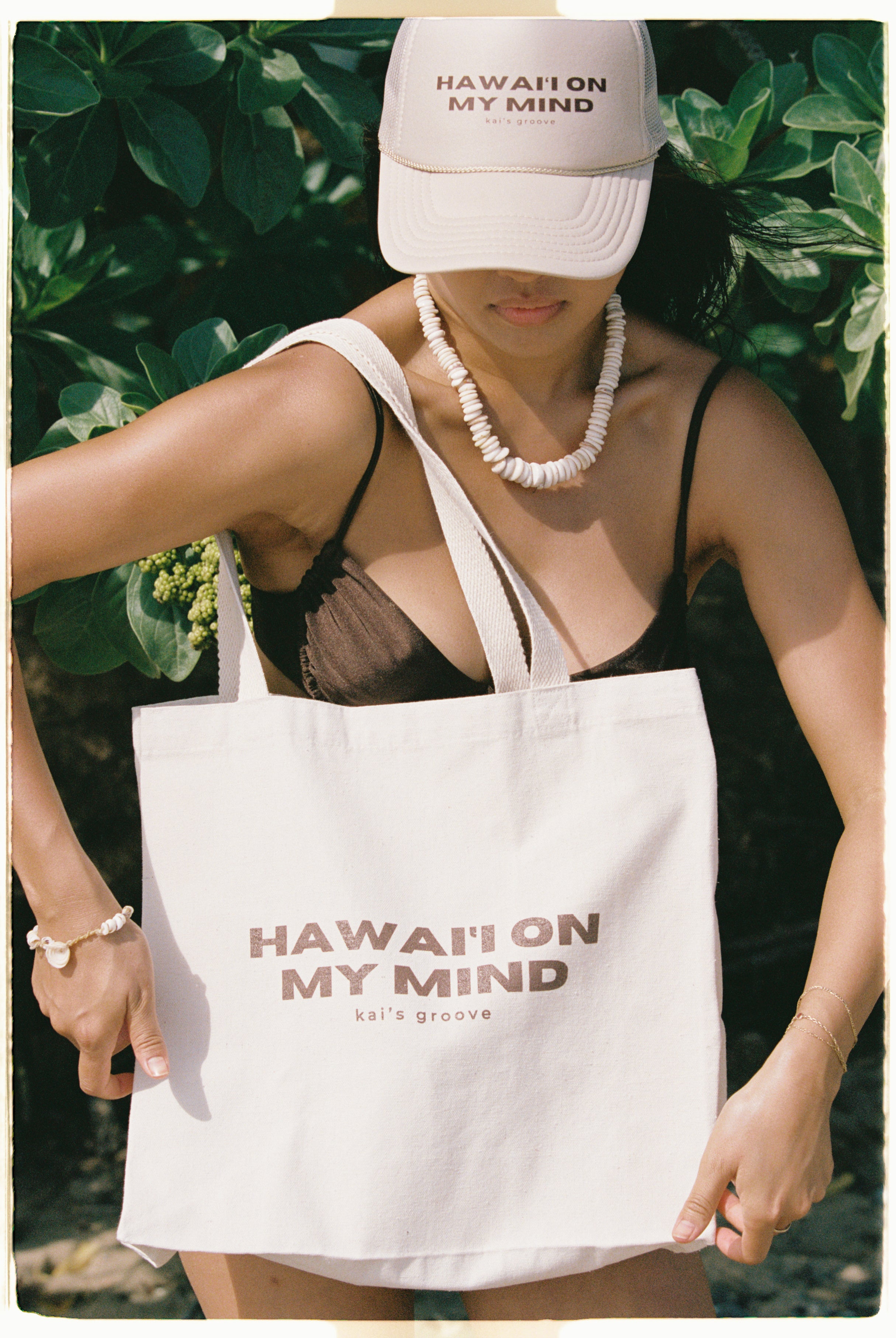 HAWAI’I ON MY MIND khaki trucker hat