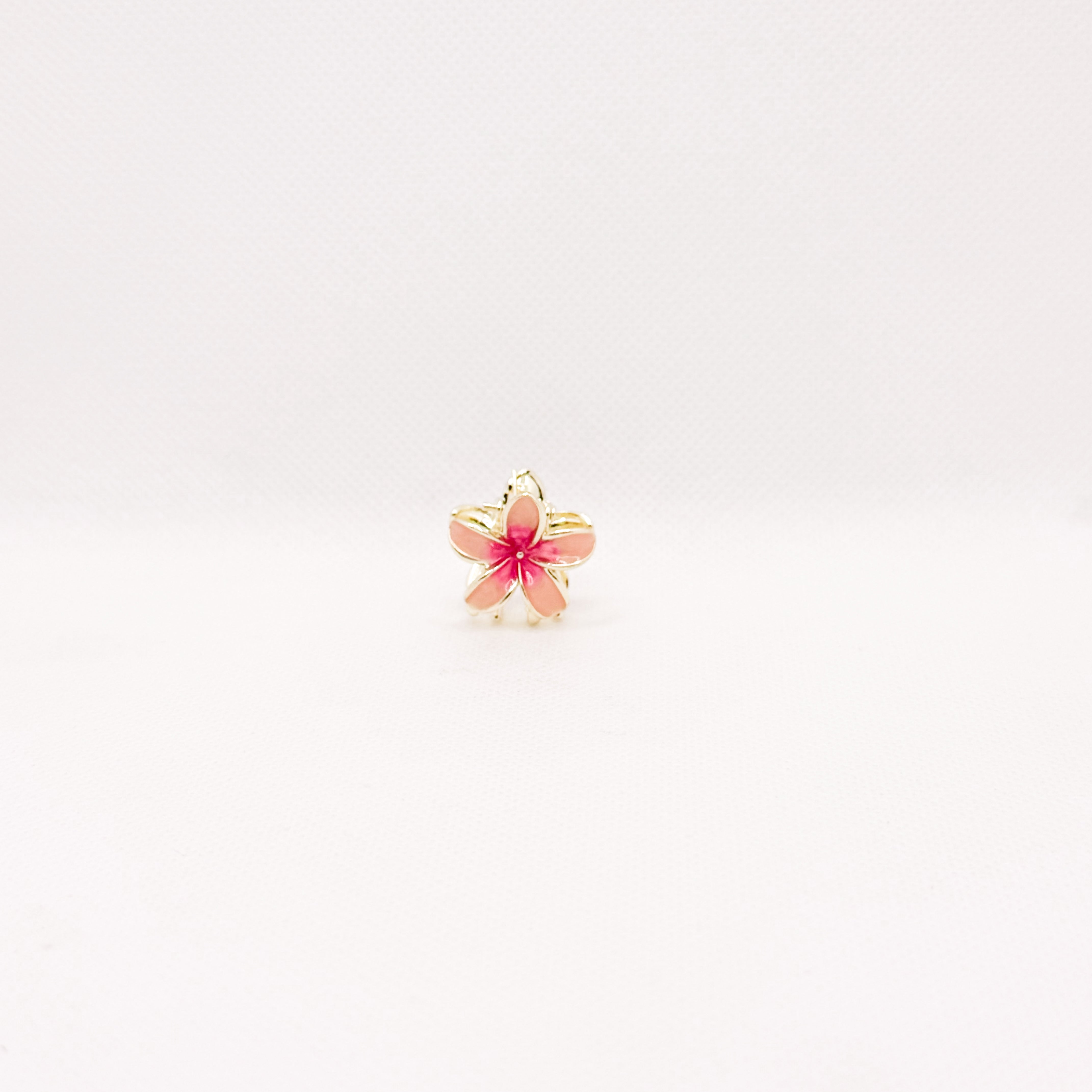 mini metal pink plumeria hair clip
