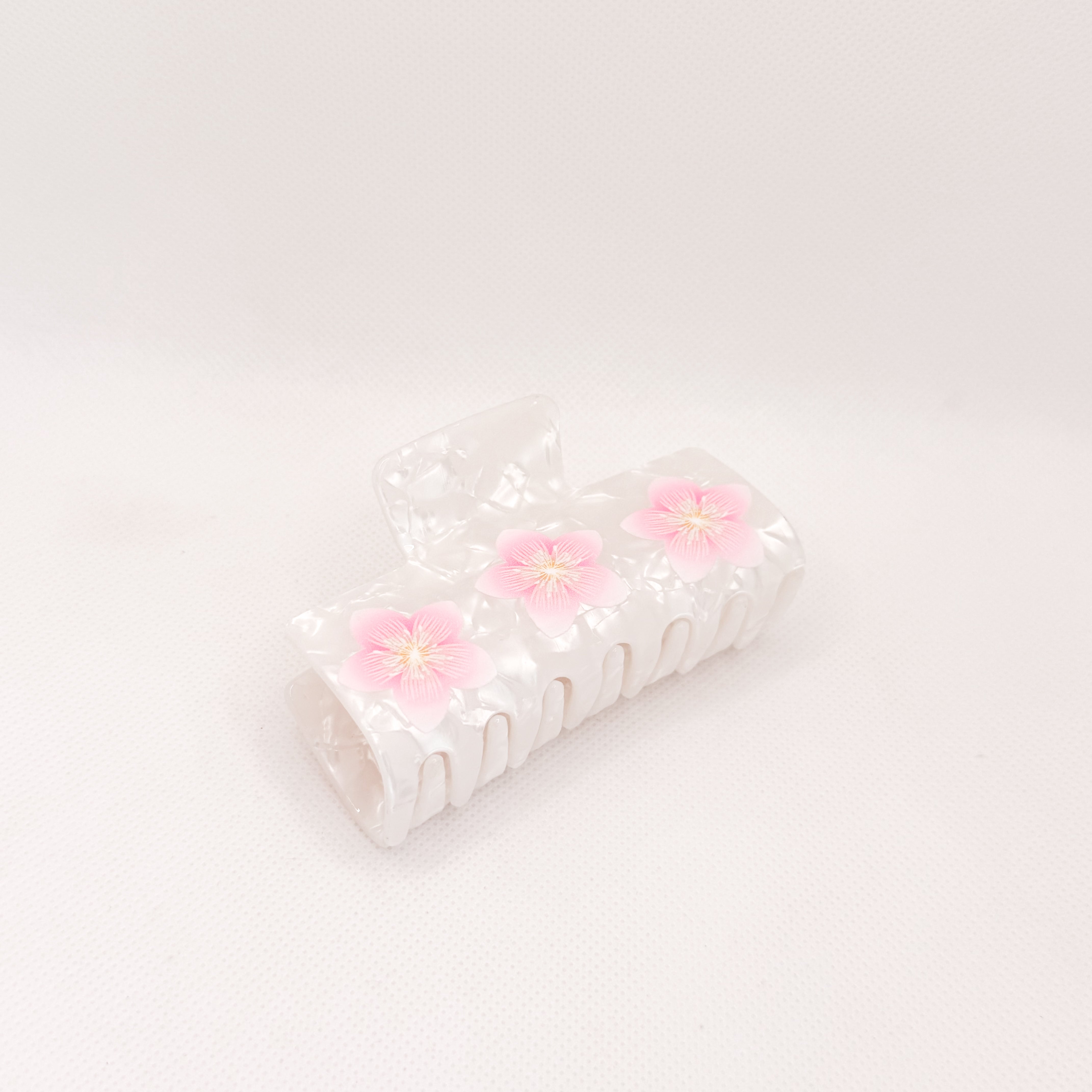pink flower trio hair claw